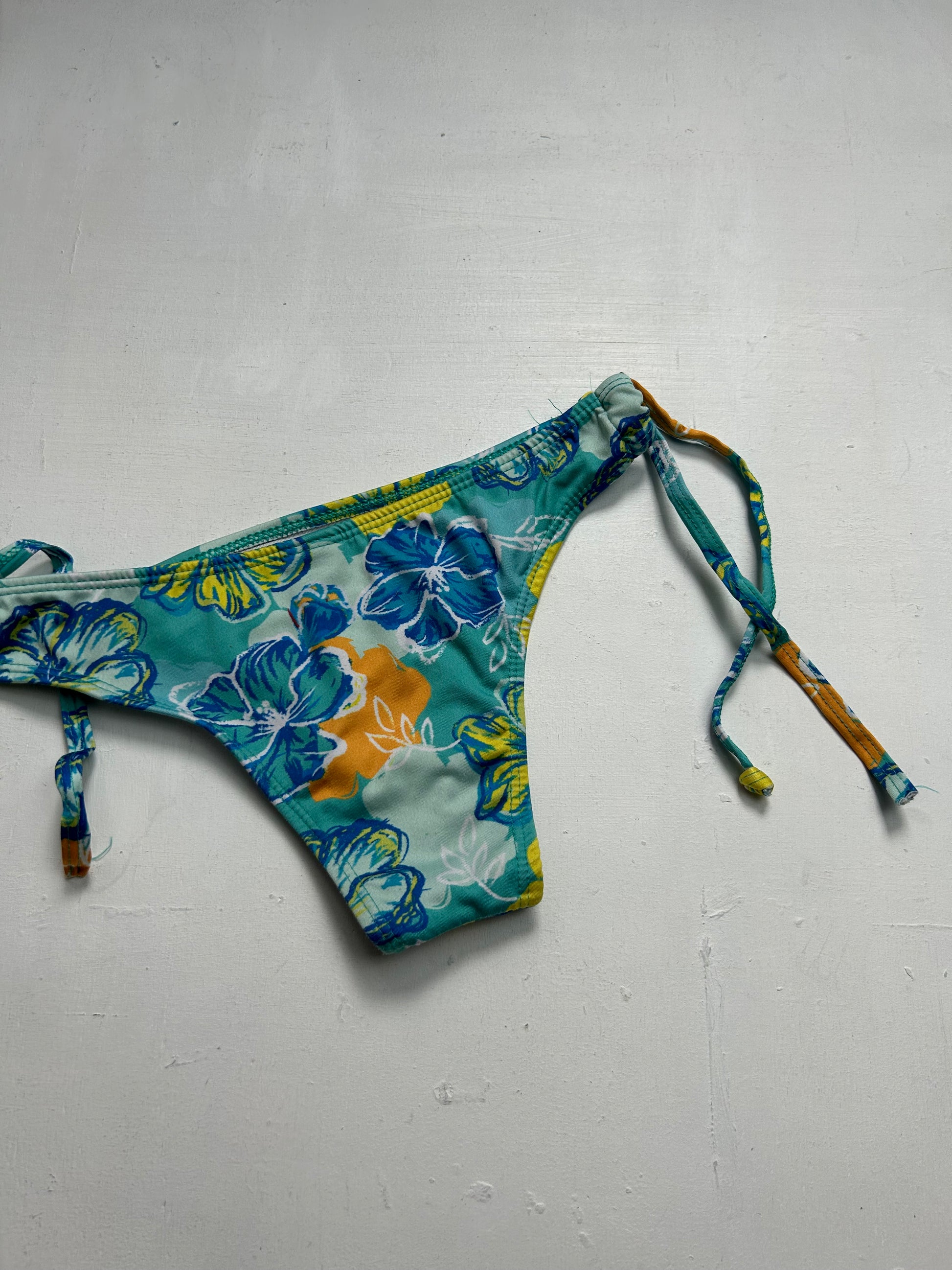 Multicolor floral print bikini brazilian thong bottom (XS)