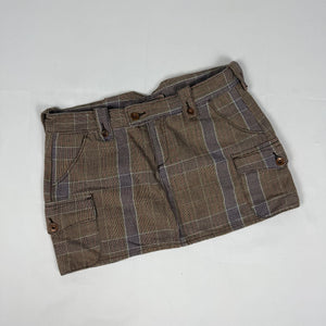 Beige check print low rise cargo mini skirt (S/M)