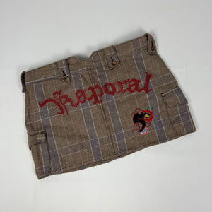 Beige check print low rise cargo mini skirt (S/M)