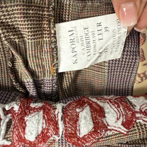 Beige check print low rise cargo mini skirt (S/M)