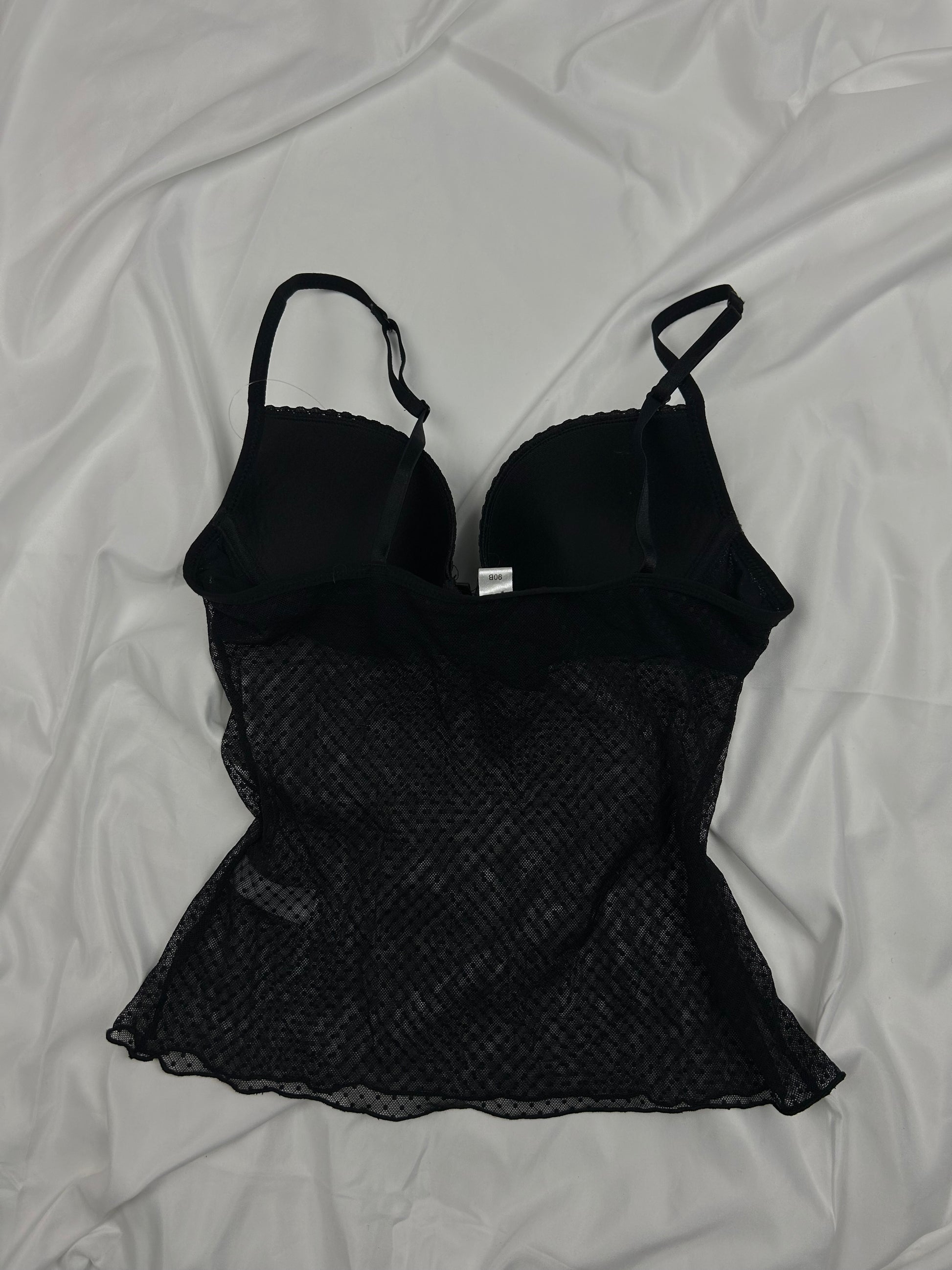 Black mesh corset babydoll  top (S)