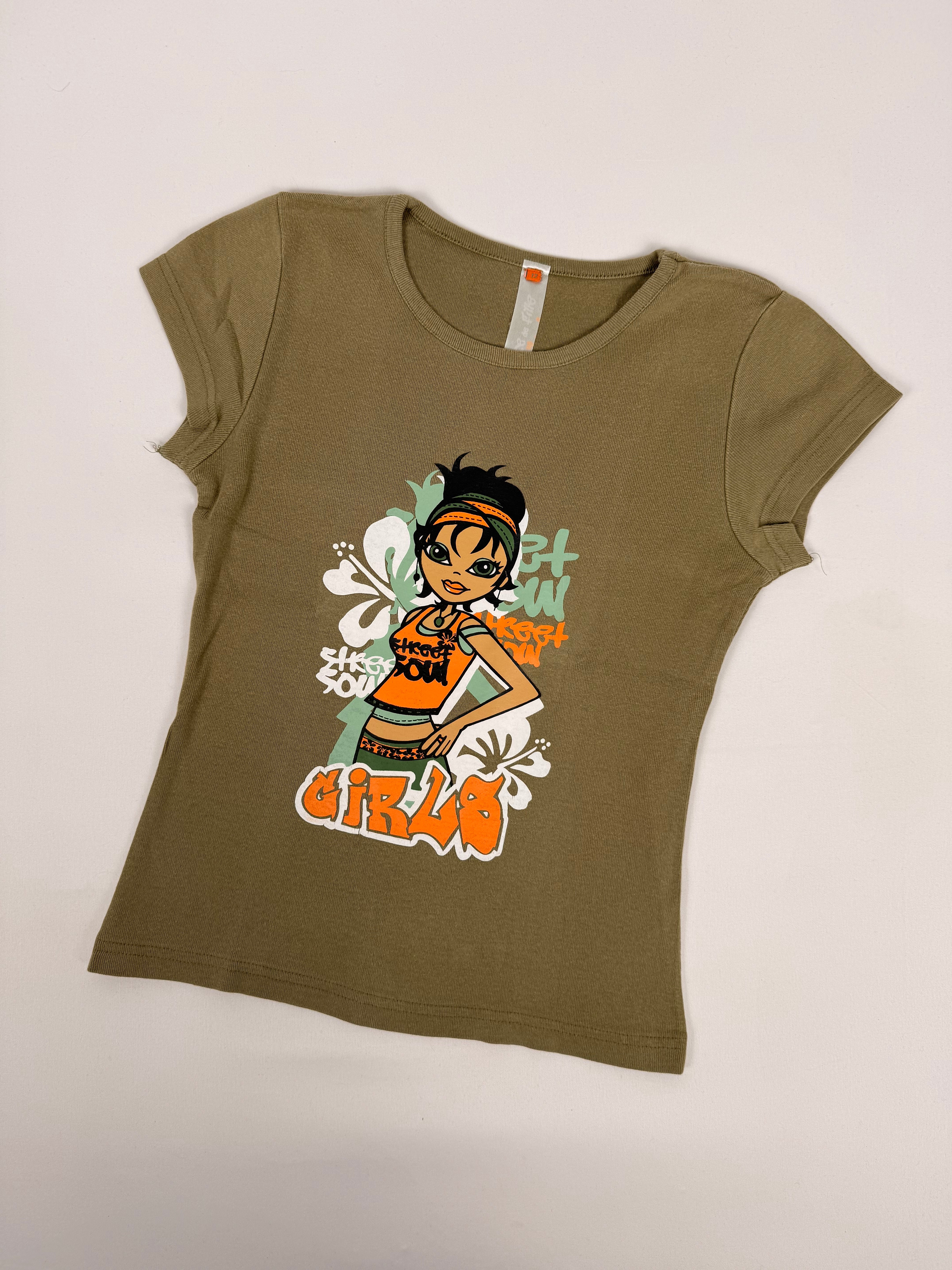 Khaki graphic cotton tee (XS)