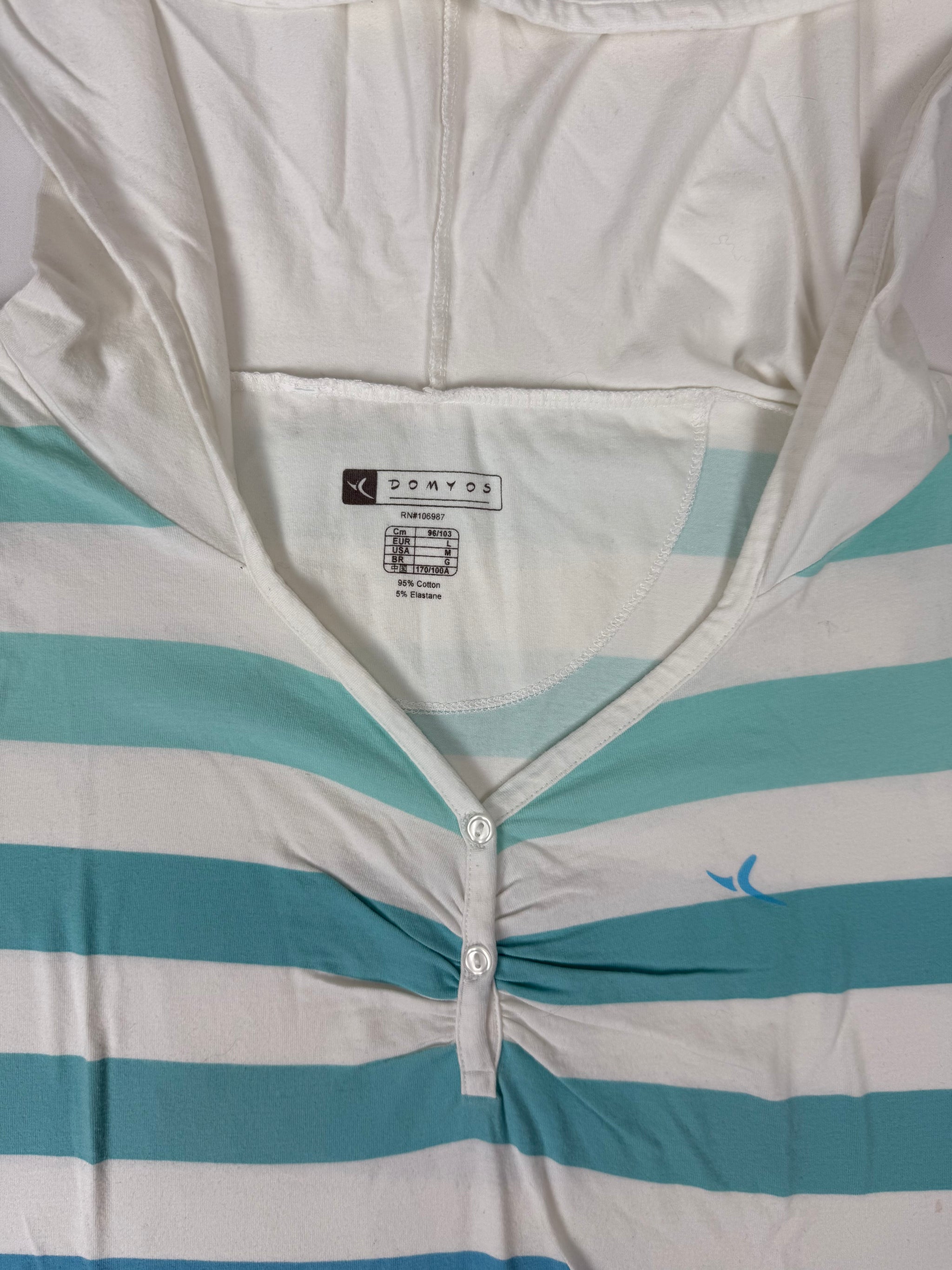 Blue striped hooded cotton tee (XL)
