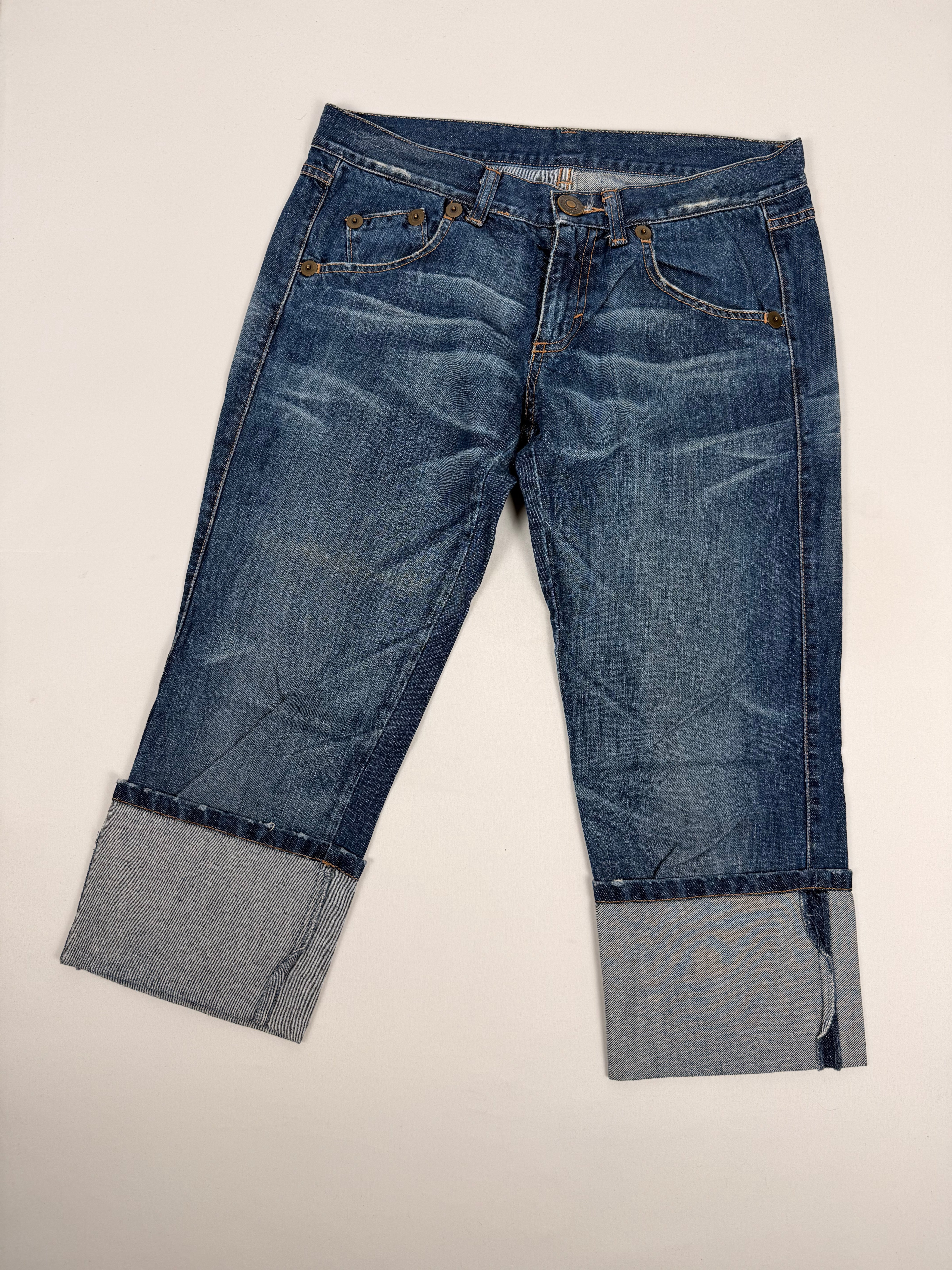 Pantalon droit taille basse en jean noir (XS)