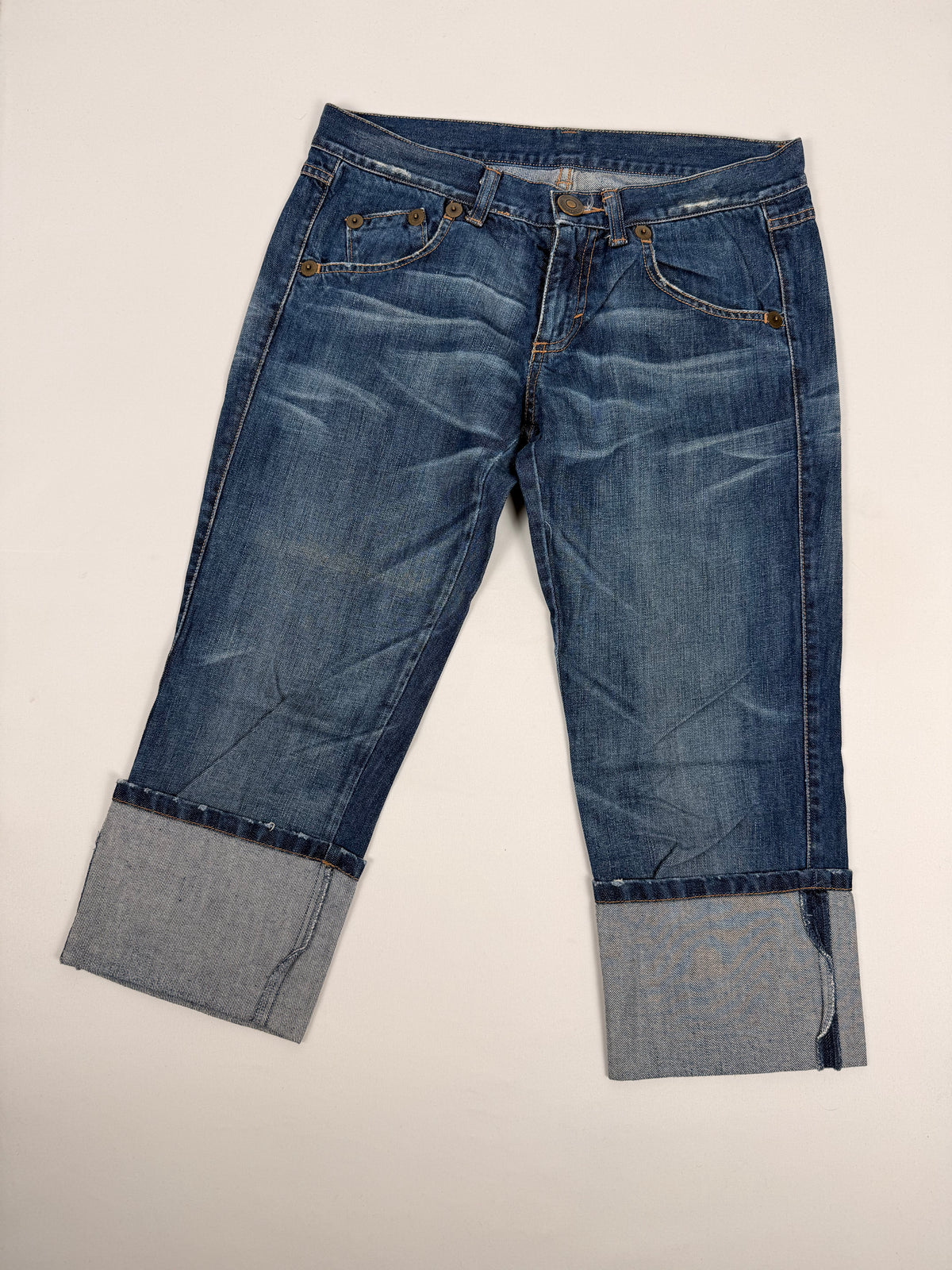 Pantalon droit taille basse en jean noir (XS)