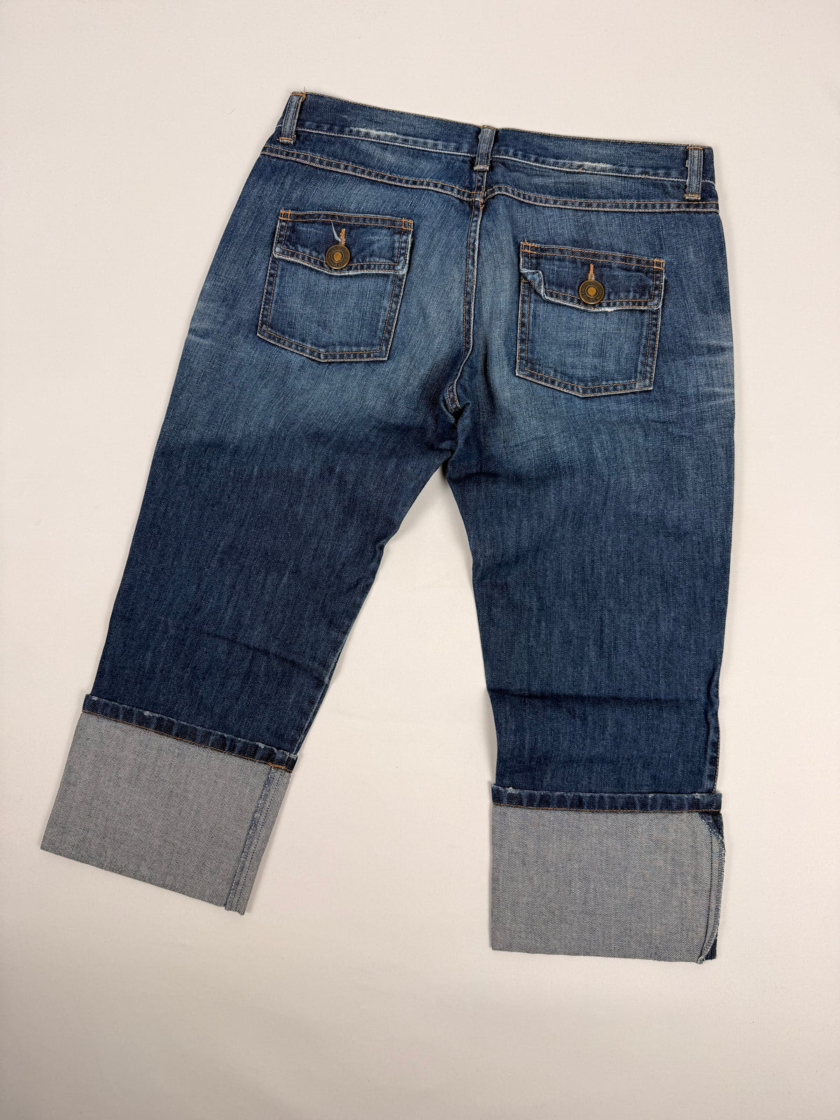 Pantalon droit taille basse en jean noir (XS)