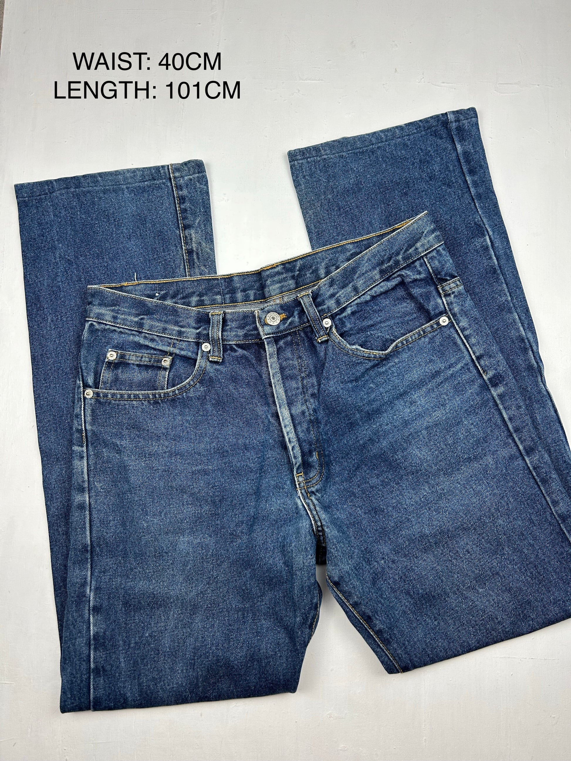 Blue denim low waist baggy pants (M)
