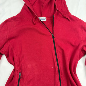 Red cotton tight fit zip up hoodie (S)