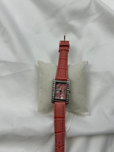 Vintage stainless steel silver & pink bracelet watch jewelry