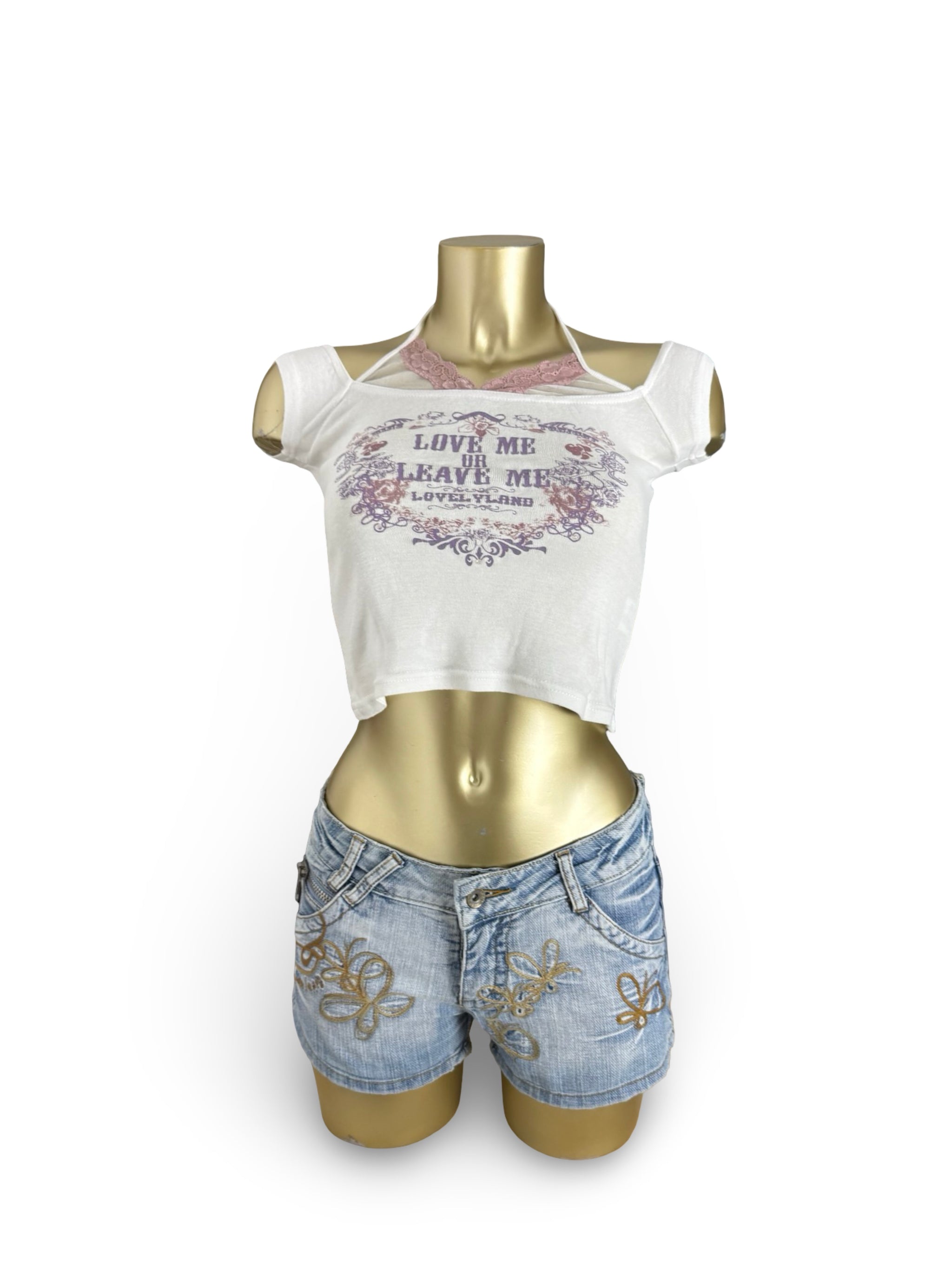White graphic cotton top (XXS/XS)