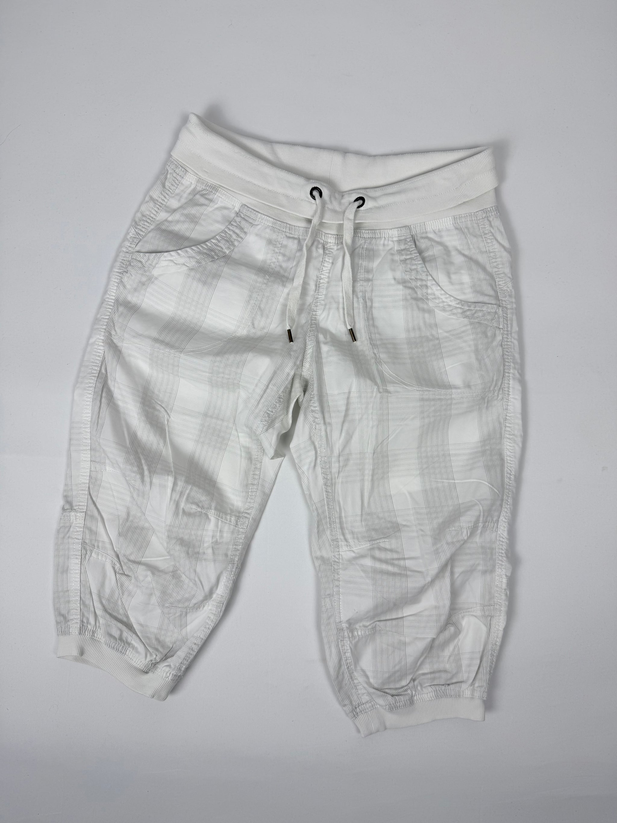 White check print capri pants (M)