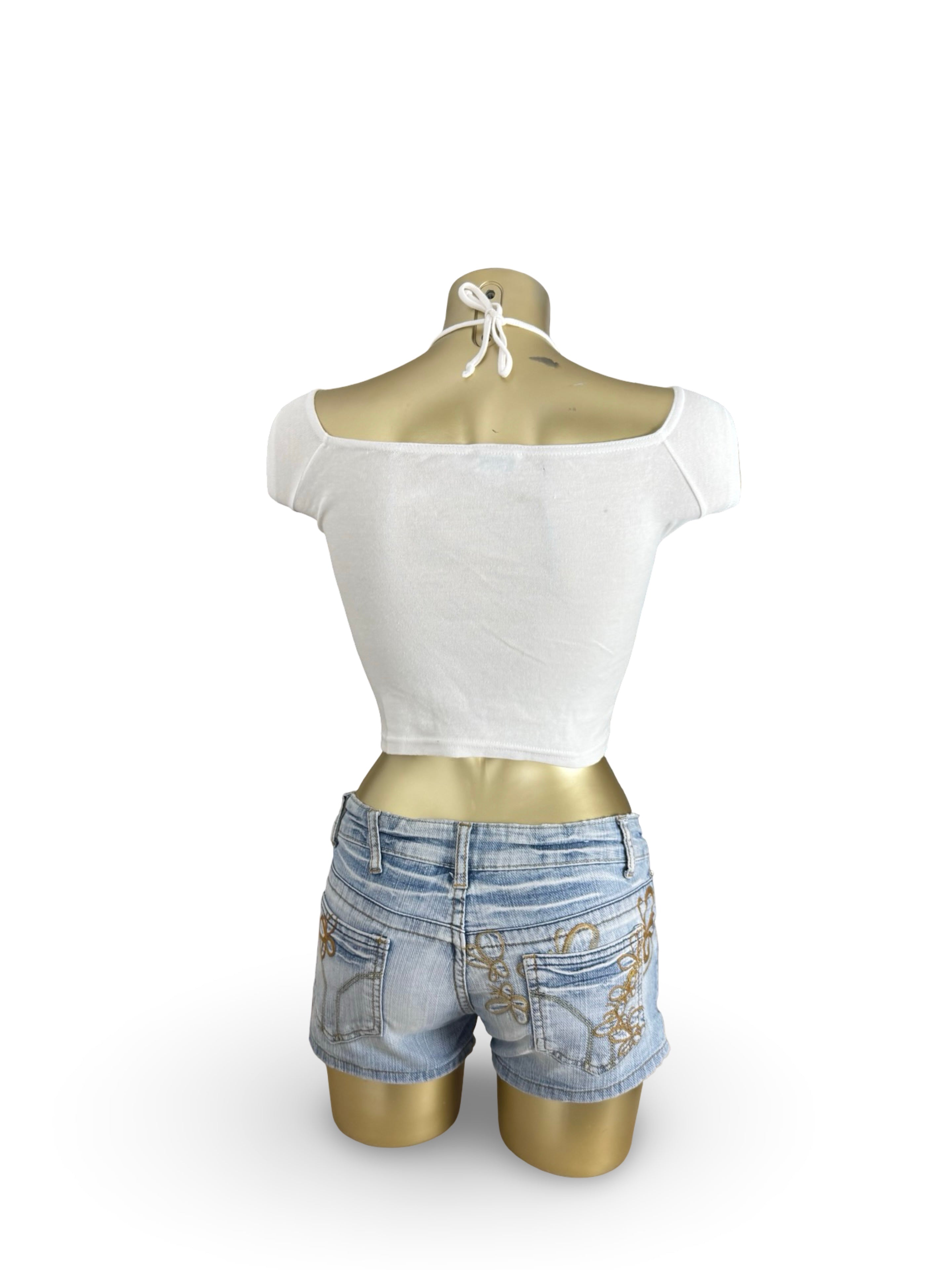 White graphic cotton top (XXS/XS)