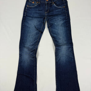 Navy denim low rise flare pants (S)