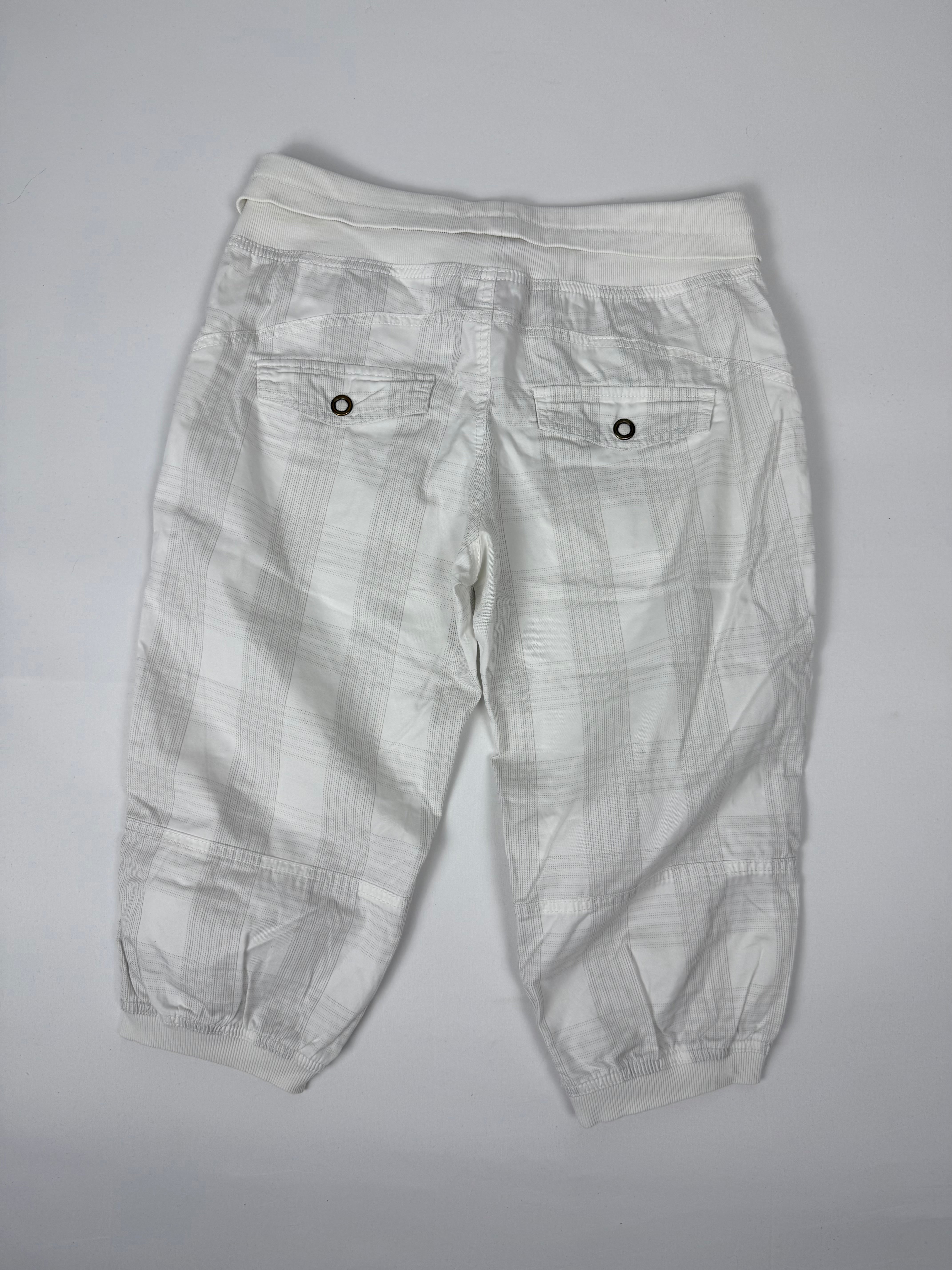 White check print capri pants (M)