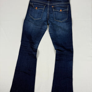 Navy denim low rise flare pants (S)
