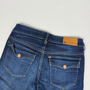 Navy denim low rise flare pants (S)