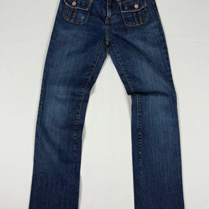 Blue denim low rise bootcut pants (S)