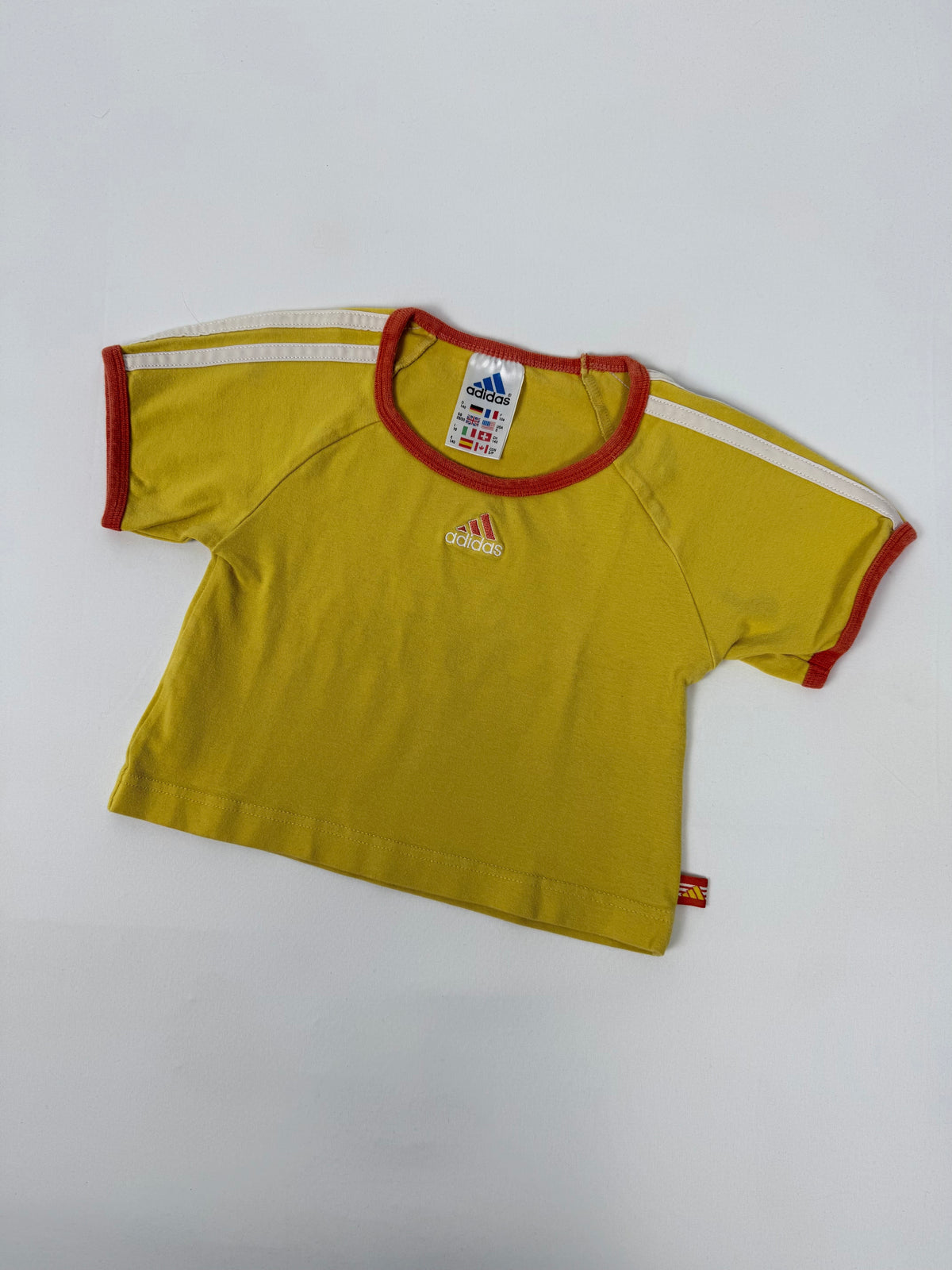 Yellow tight fit activewear crop tee (XS)