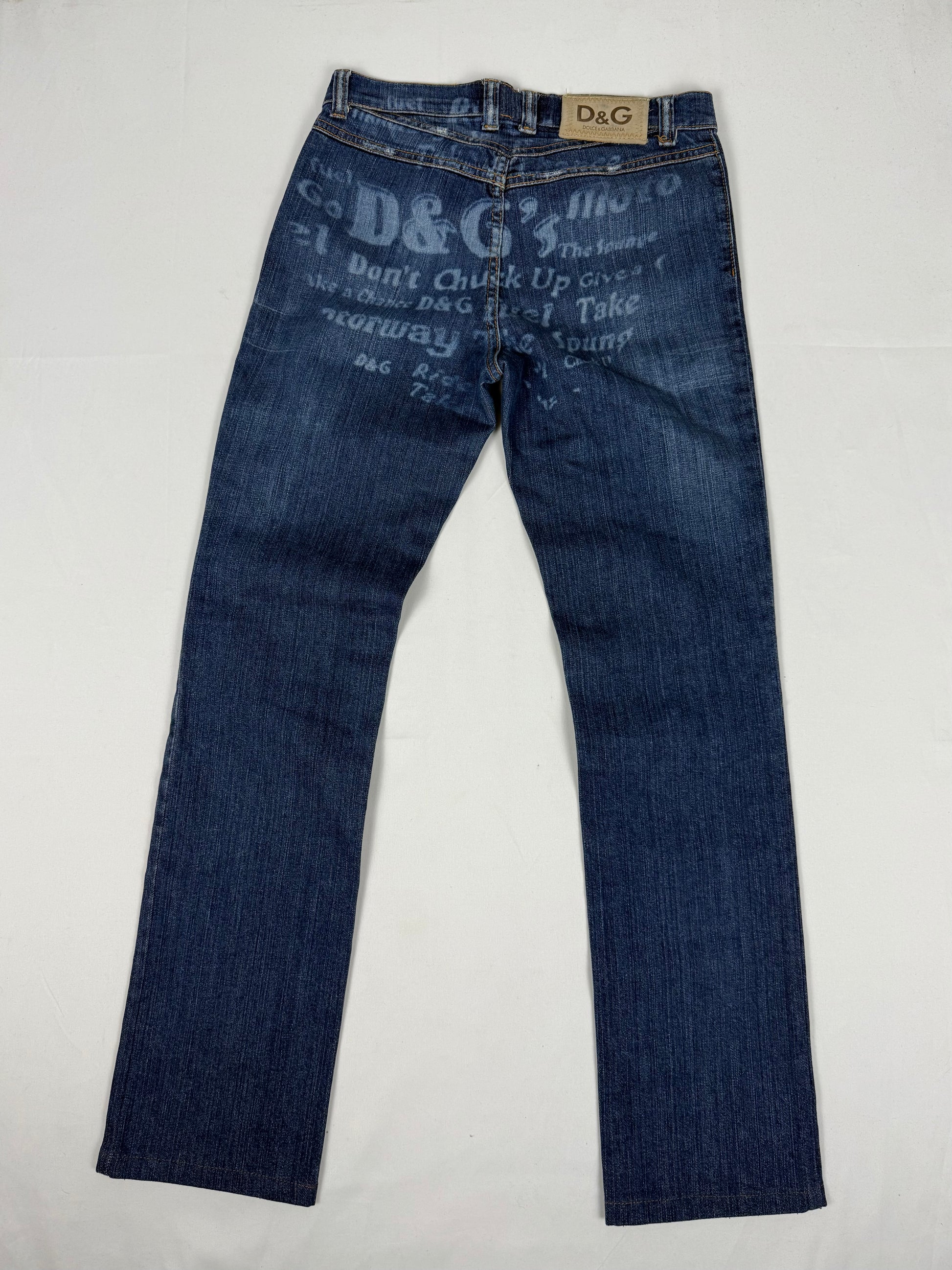 Blue denim low rise bootcut pants (S)