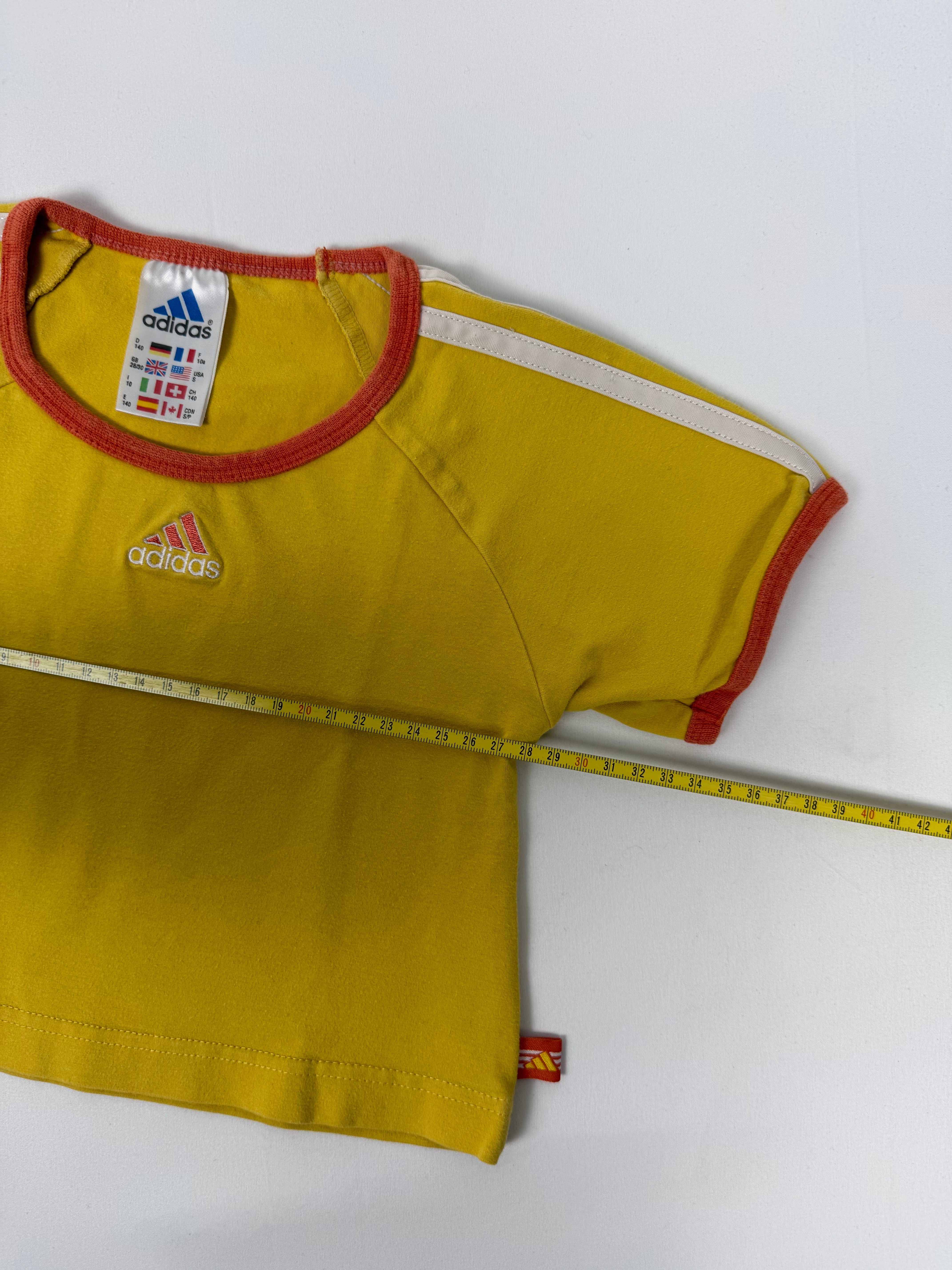 Yellow tight fit activewear crop tee (XS)