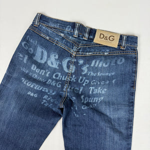 Blue denim low rise bootcut pants (S)