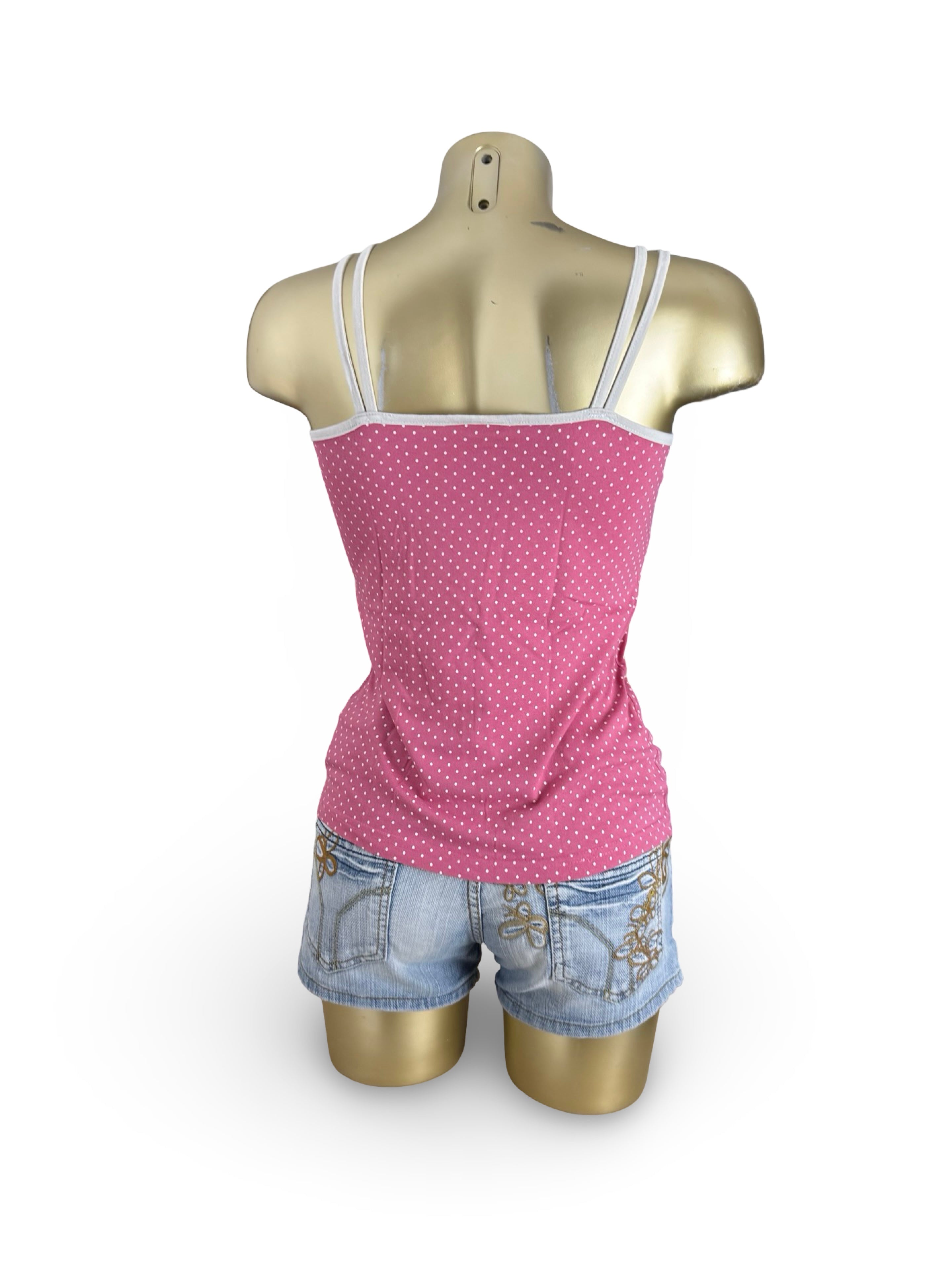 Pink polka dots 2 in 1 cami top (S/M)