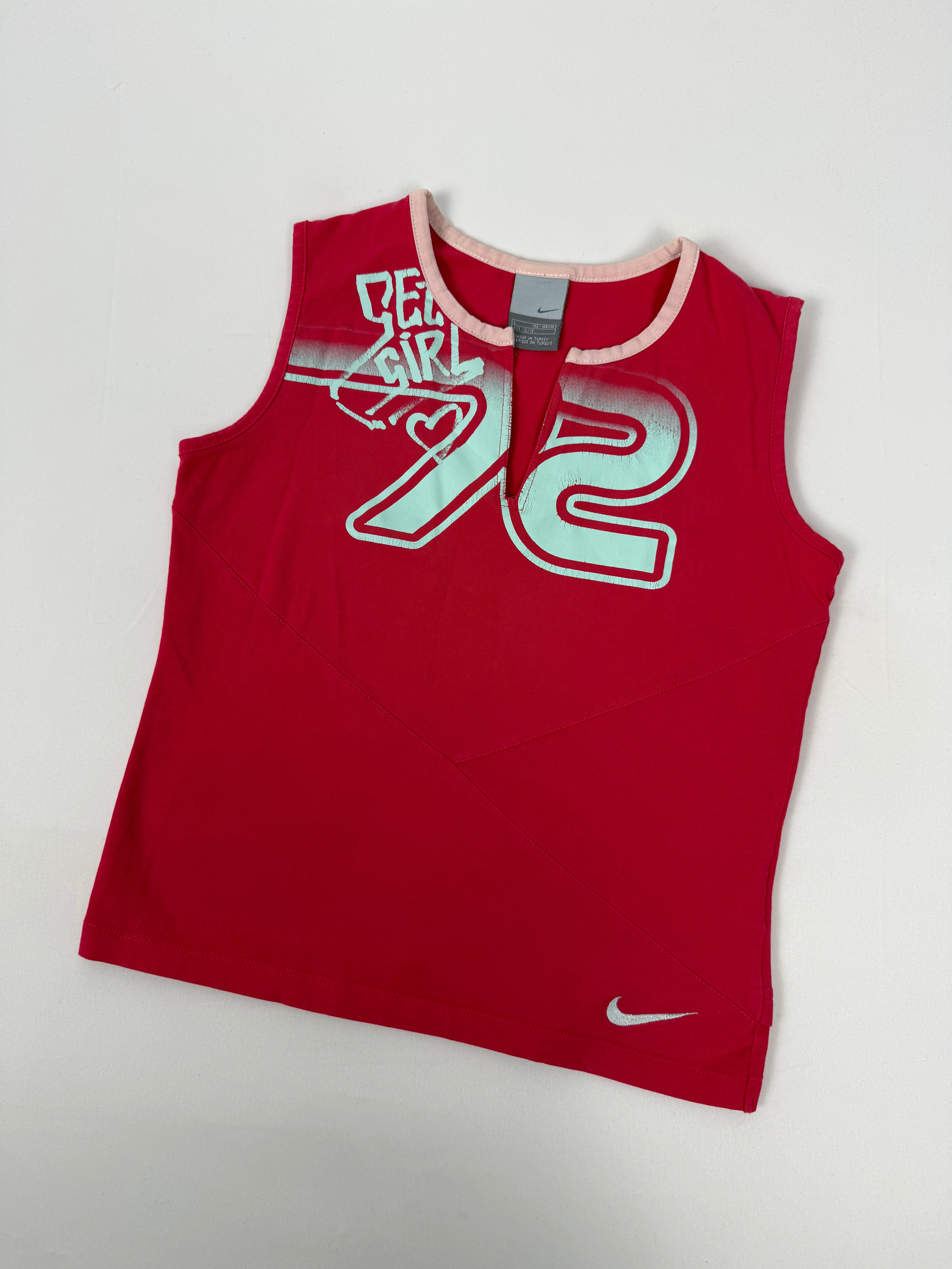 Red graphic activewear top (M)