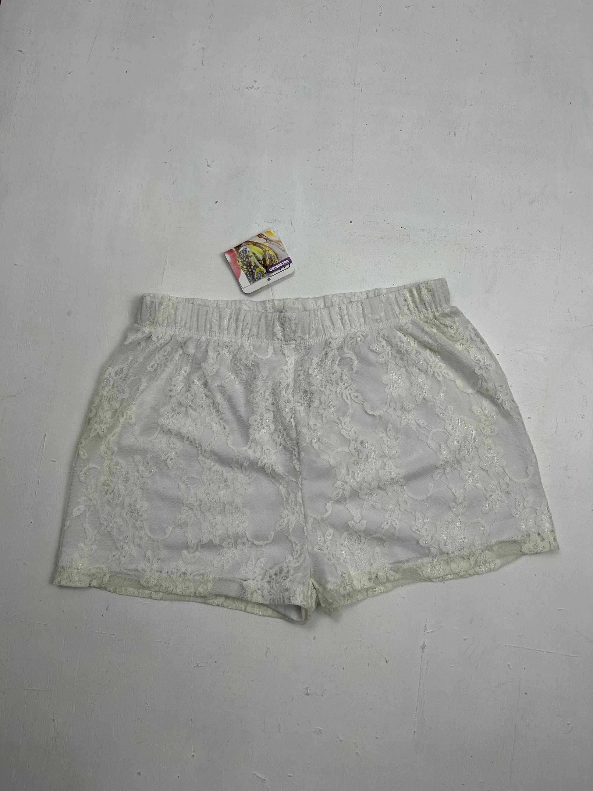 White mesh lace low rise mini short (XS)