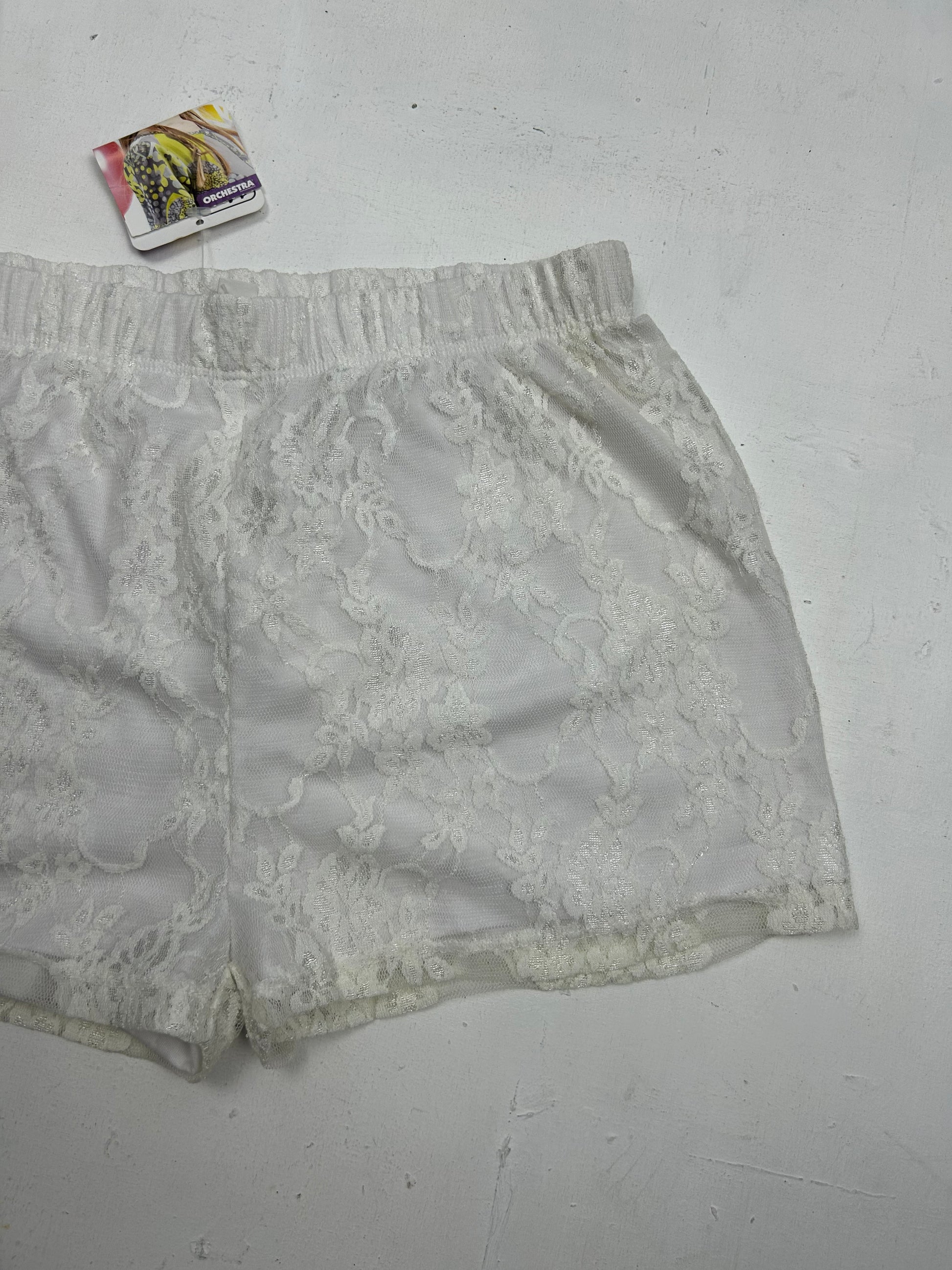 White mesh lace low rise mini short (XS)