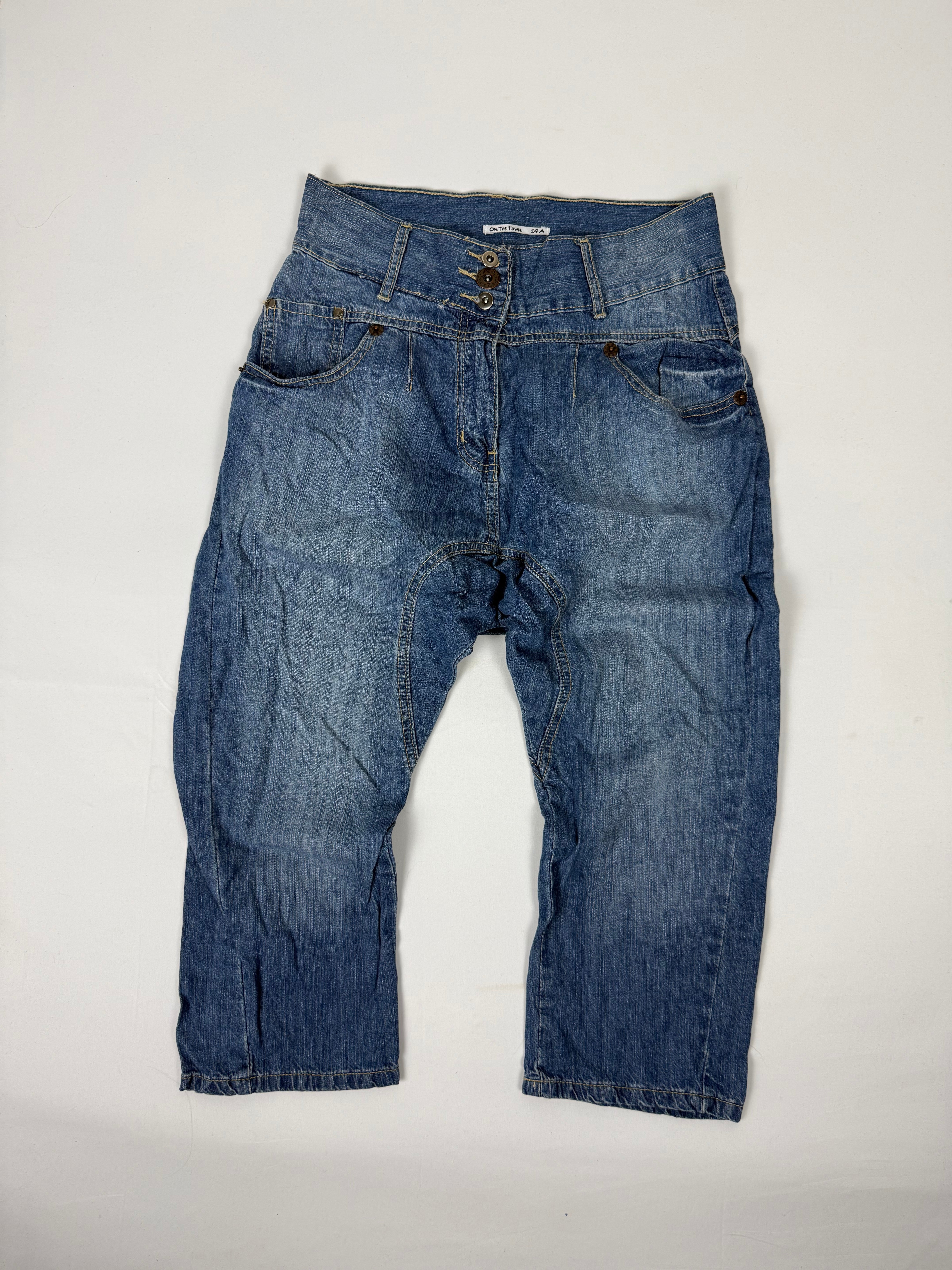 Blue denim sirwal capri pants (S)