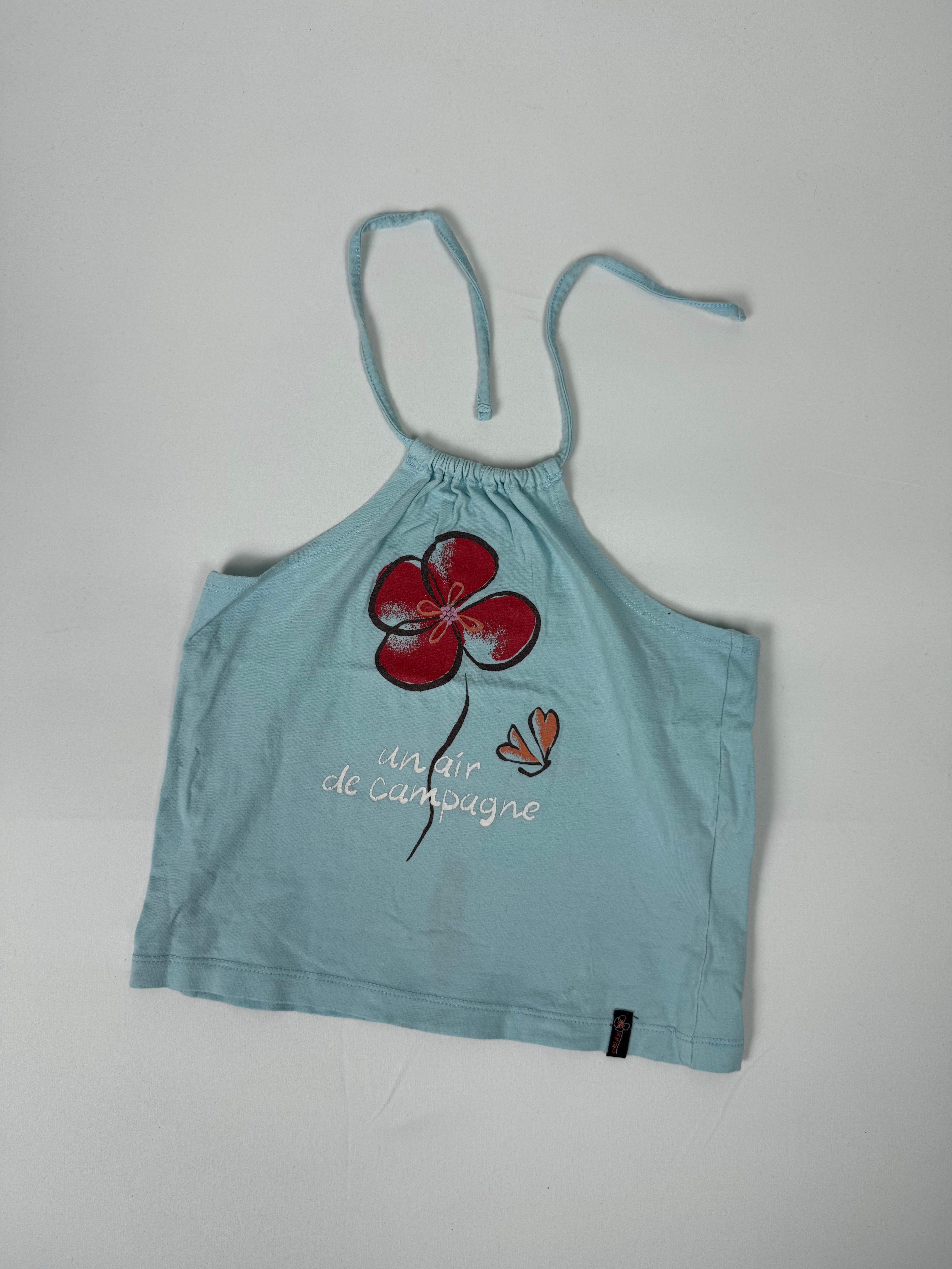 Blue graphic halter top (XS)