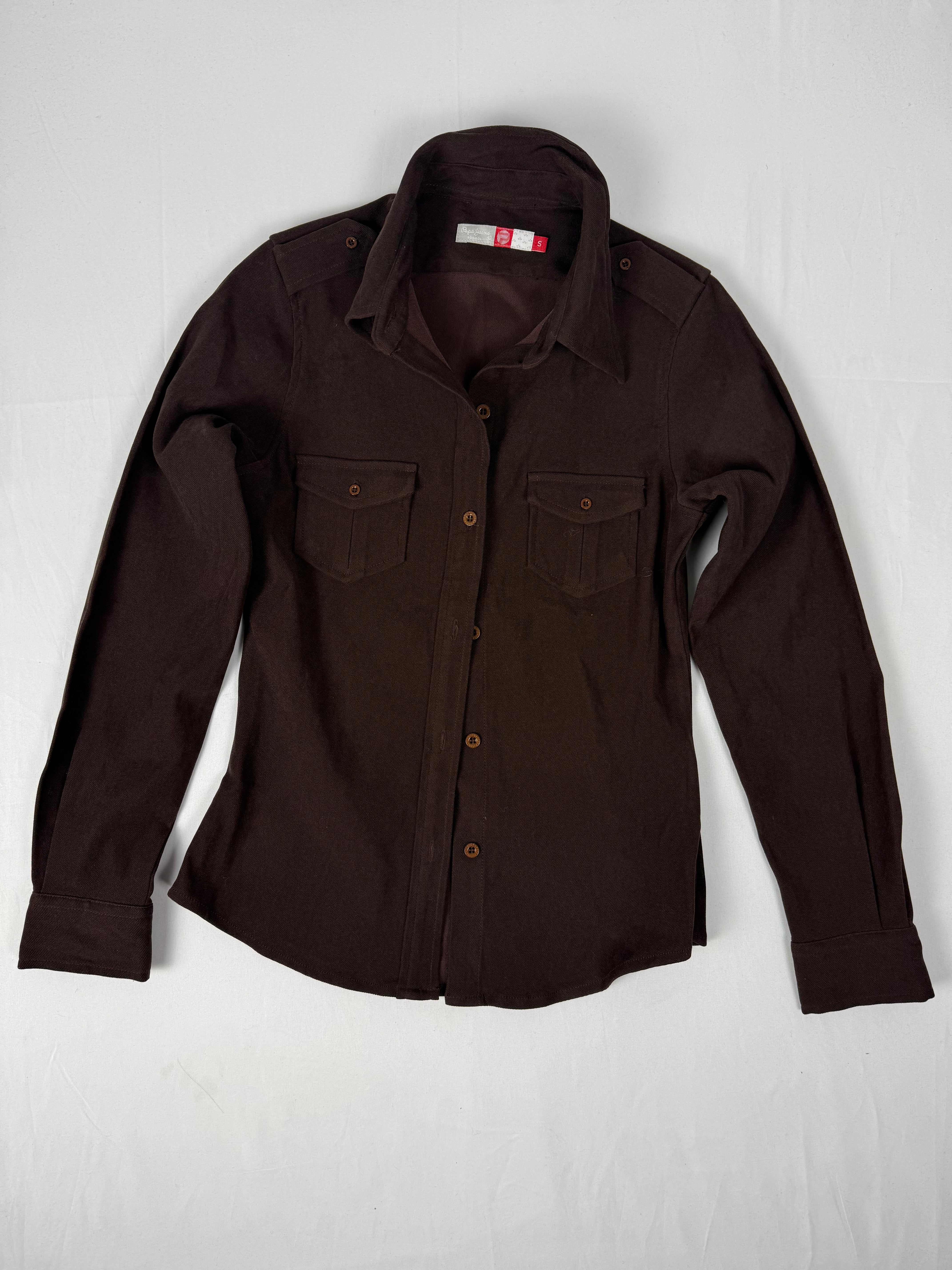 Brown buttons up long sleeves shirt (S/M)
