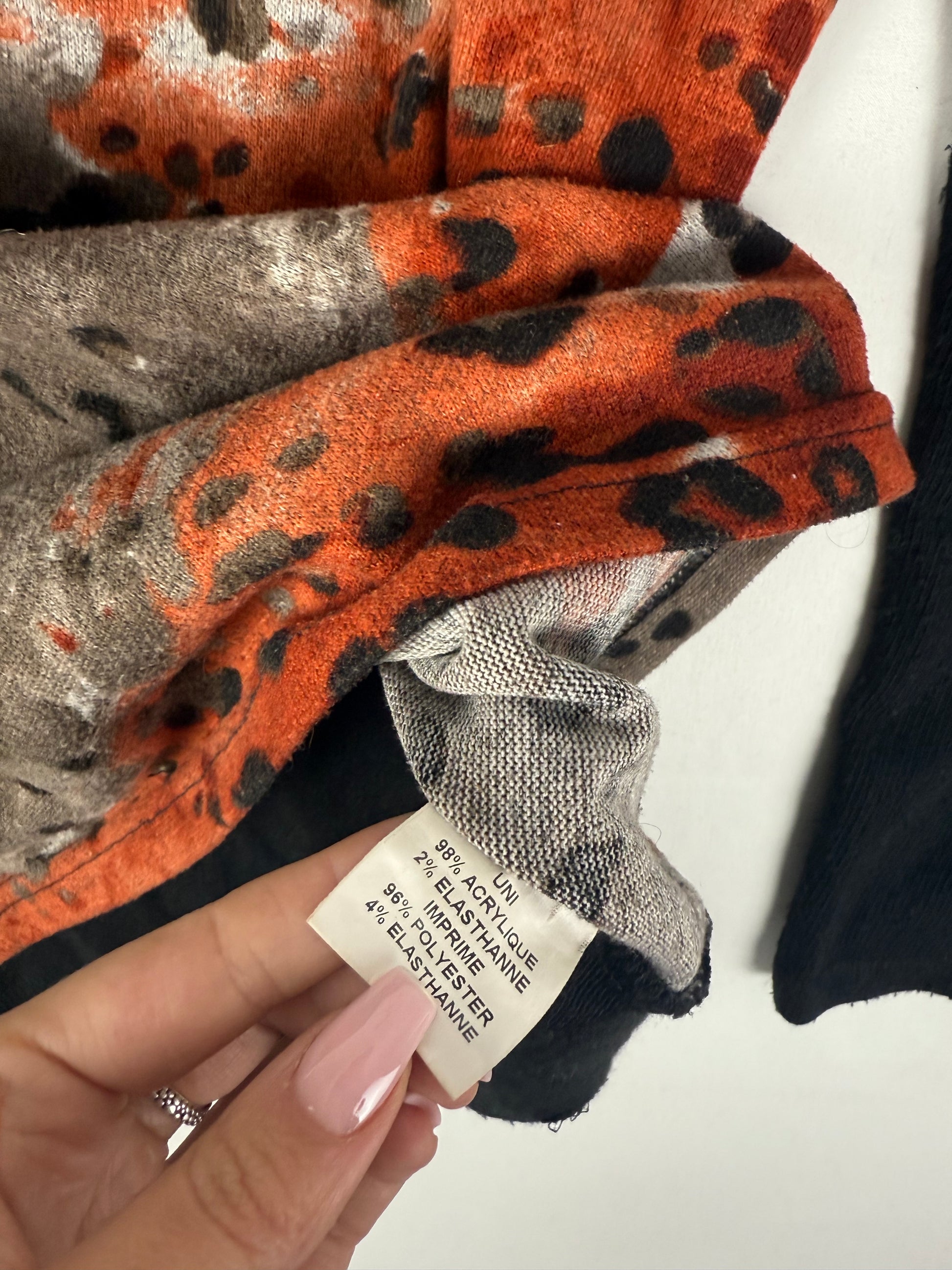 Black & orange animal print jumper (XL)