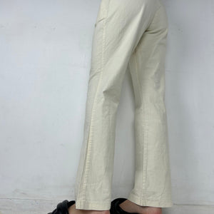 White mid waist 100% cotton flare pants (S)