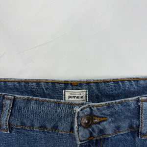 Blue denim low rise cargo mini skirt (XS)