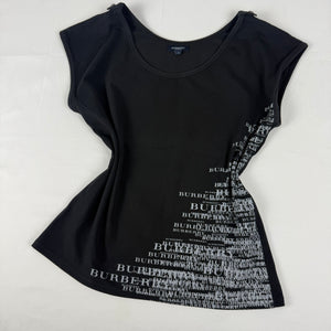 Black tight fit graphic text tee (L)