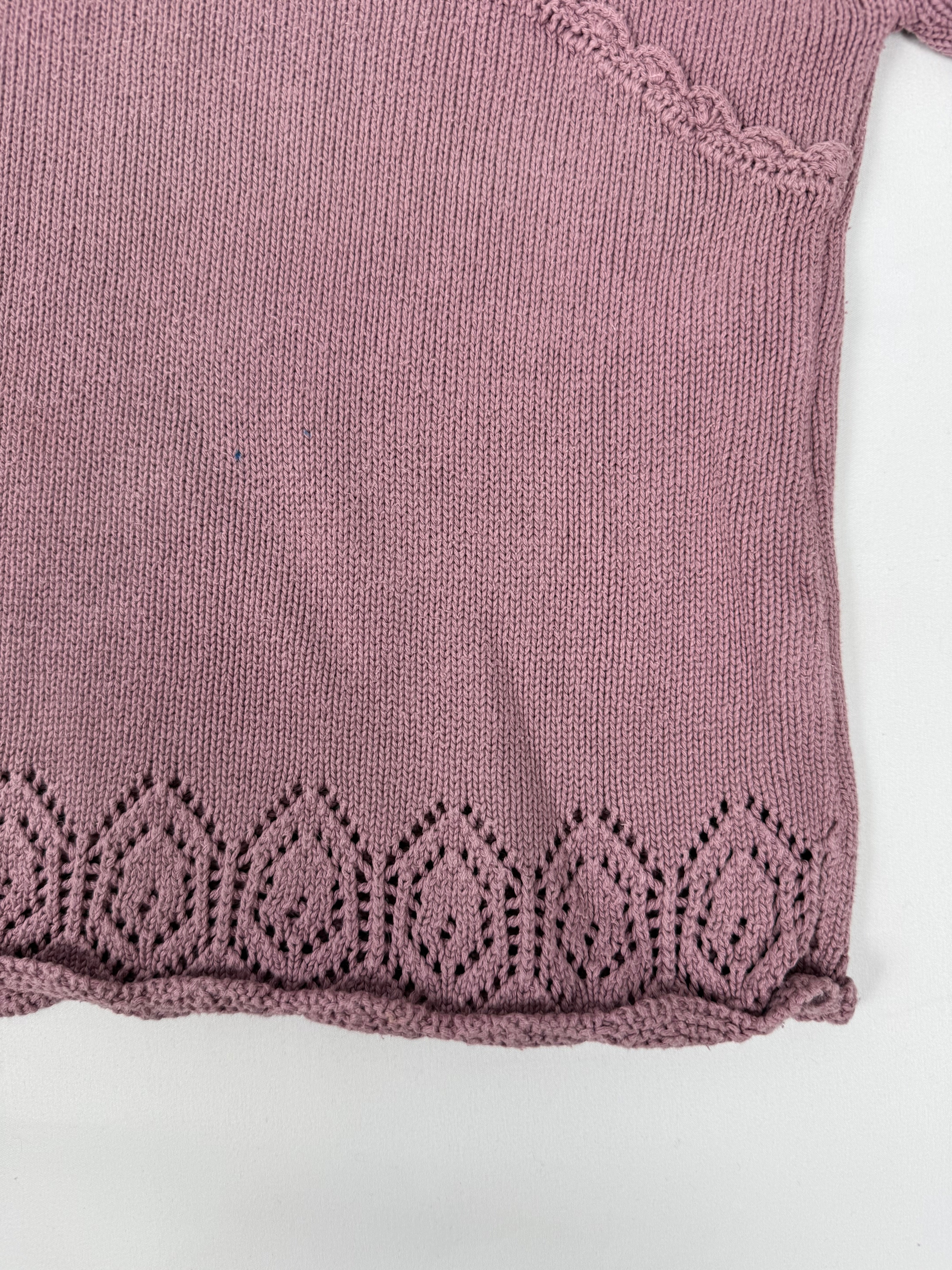 Pink knitted 100% cotton embroidered jumper (XS)