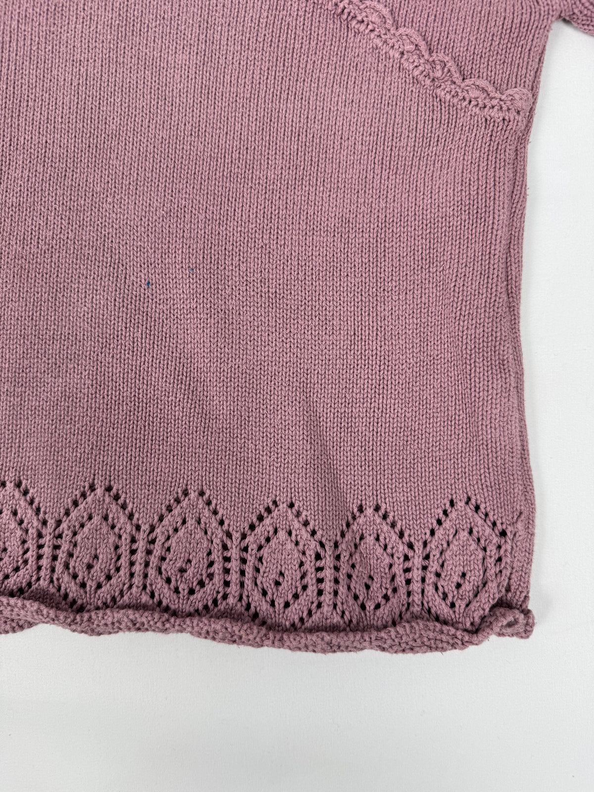 Pink knitted 100% cotton embroidered jumper (XS)