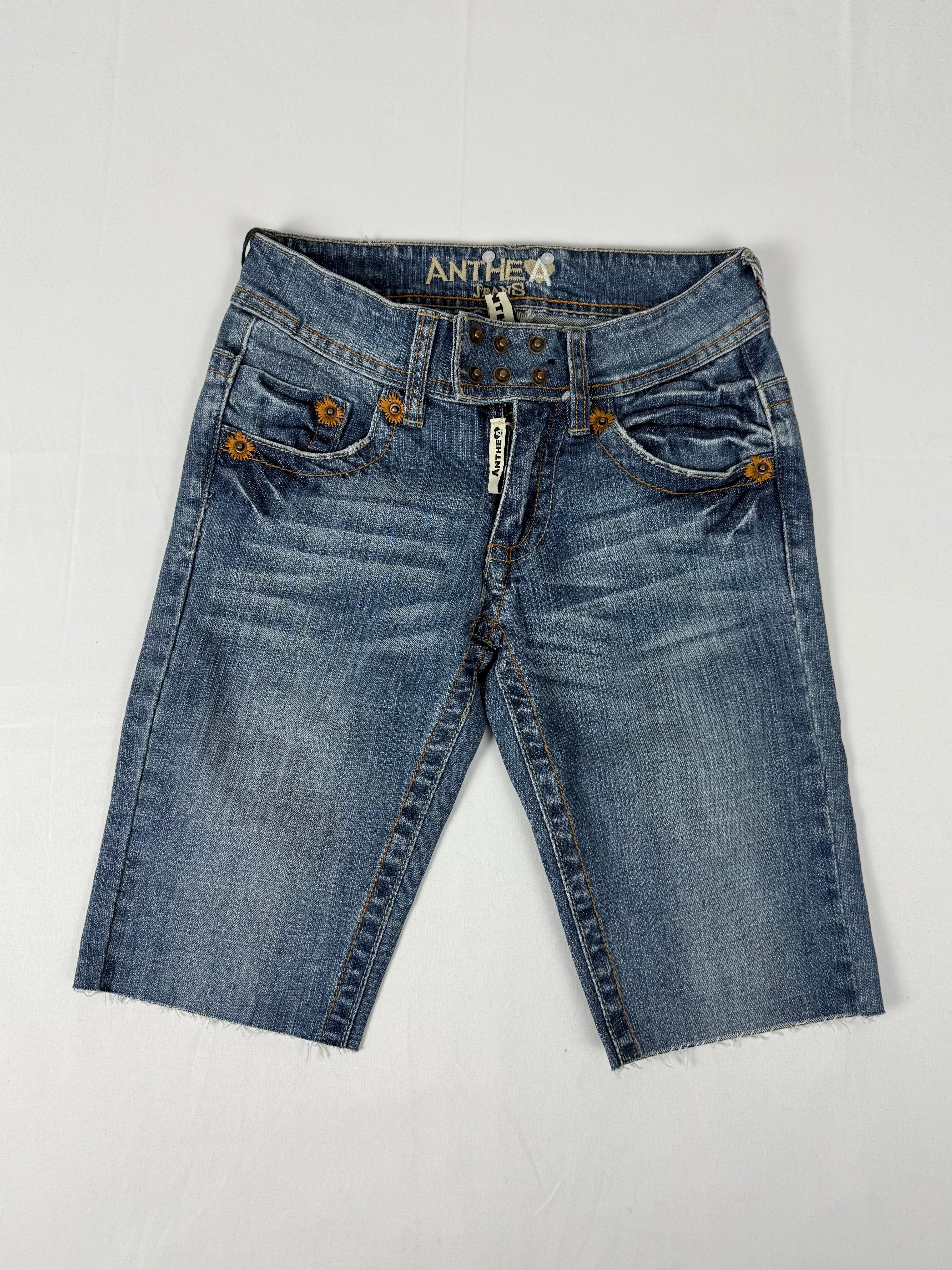 Navy denim low rise mid short (S)