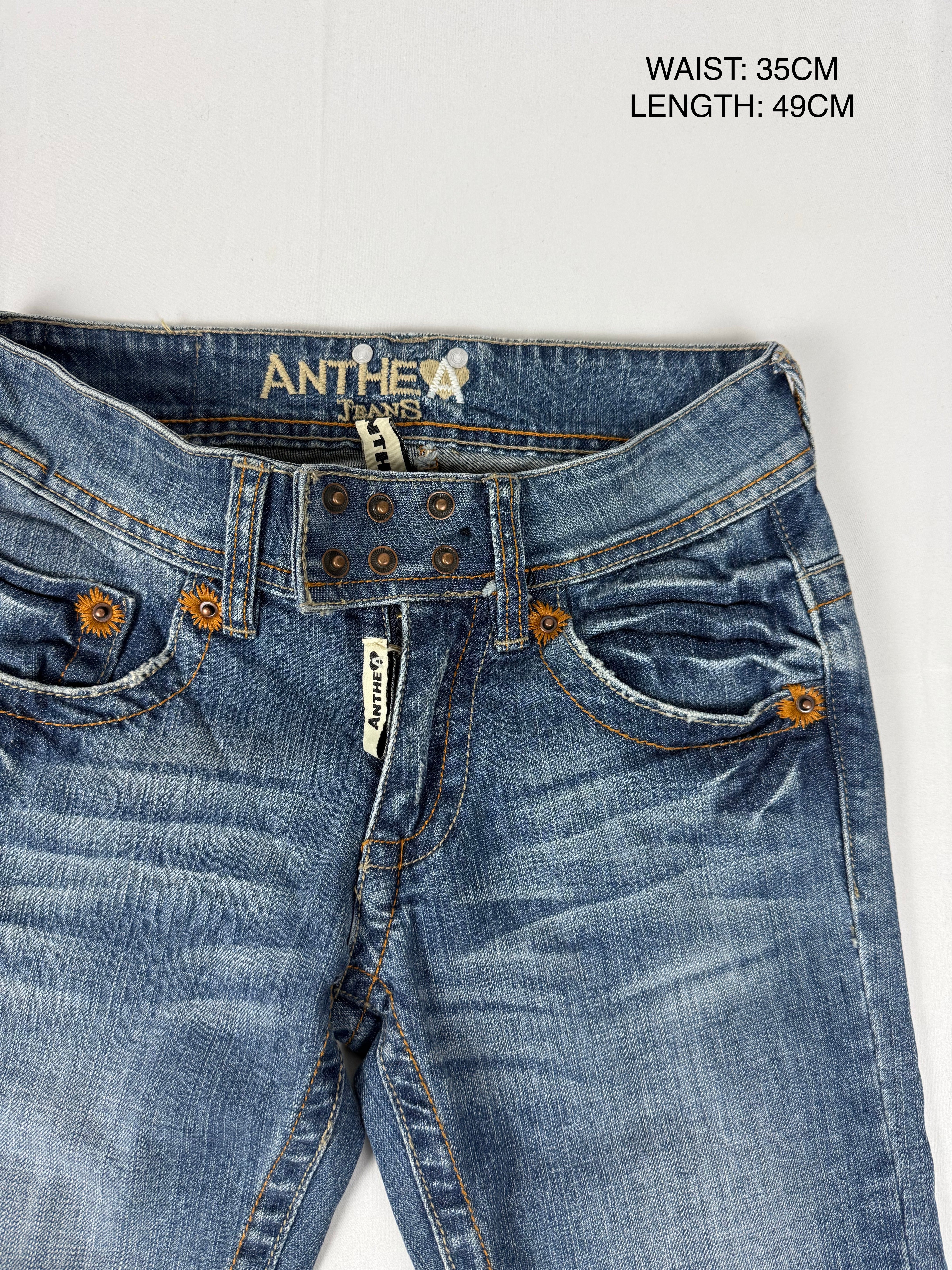 Navy denim low rise mid short (S)