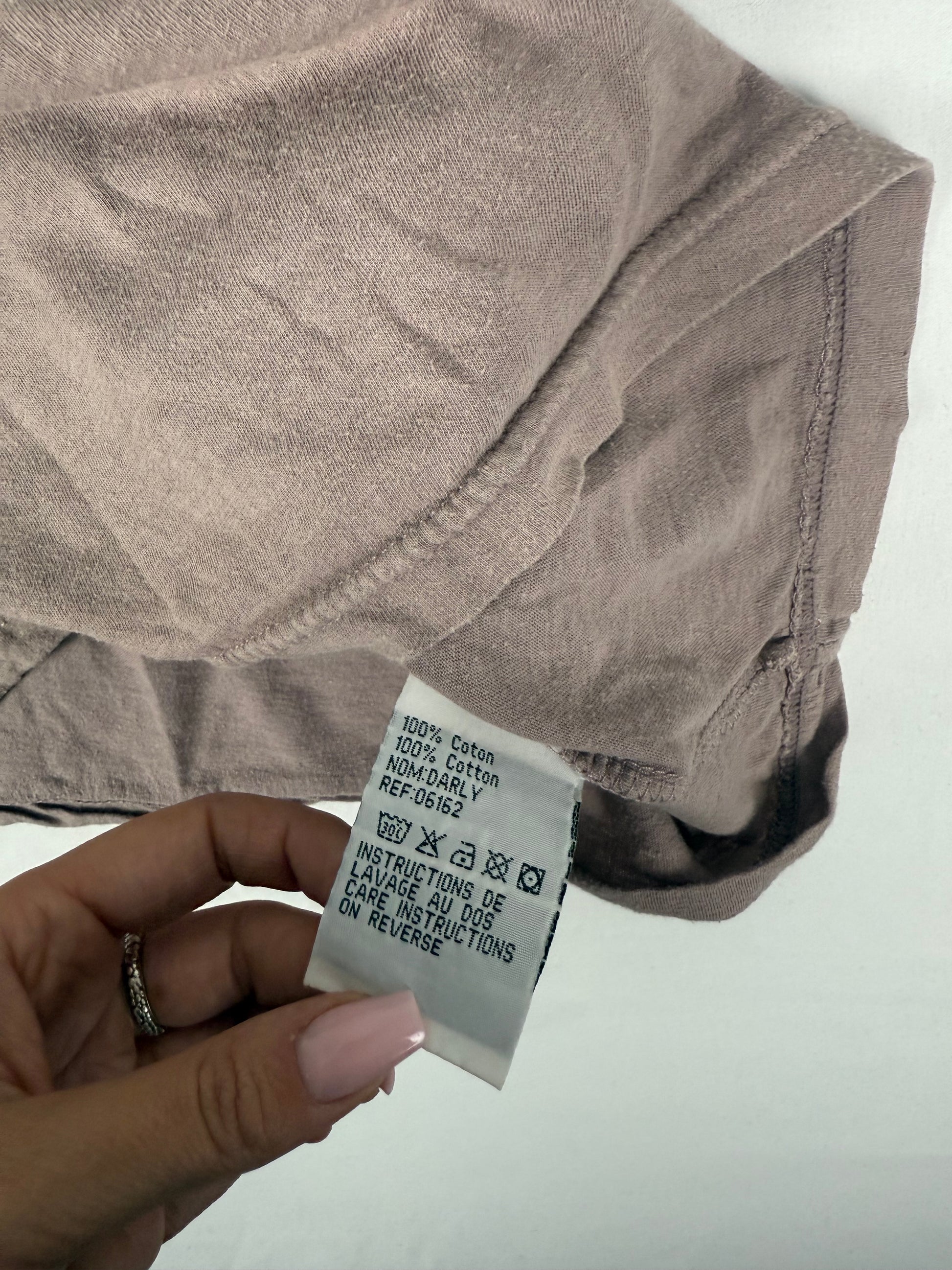 Beige 100% cotton lace neck cami top (L)