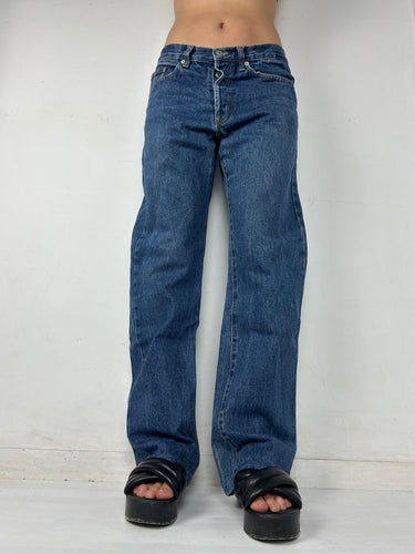 Blue denim low waist baggy pants (M)