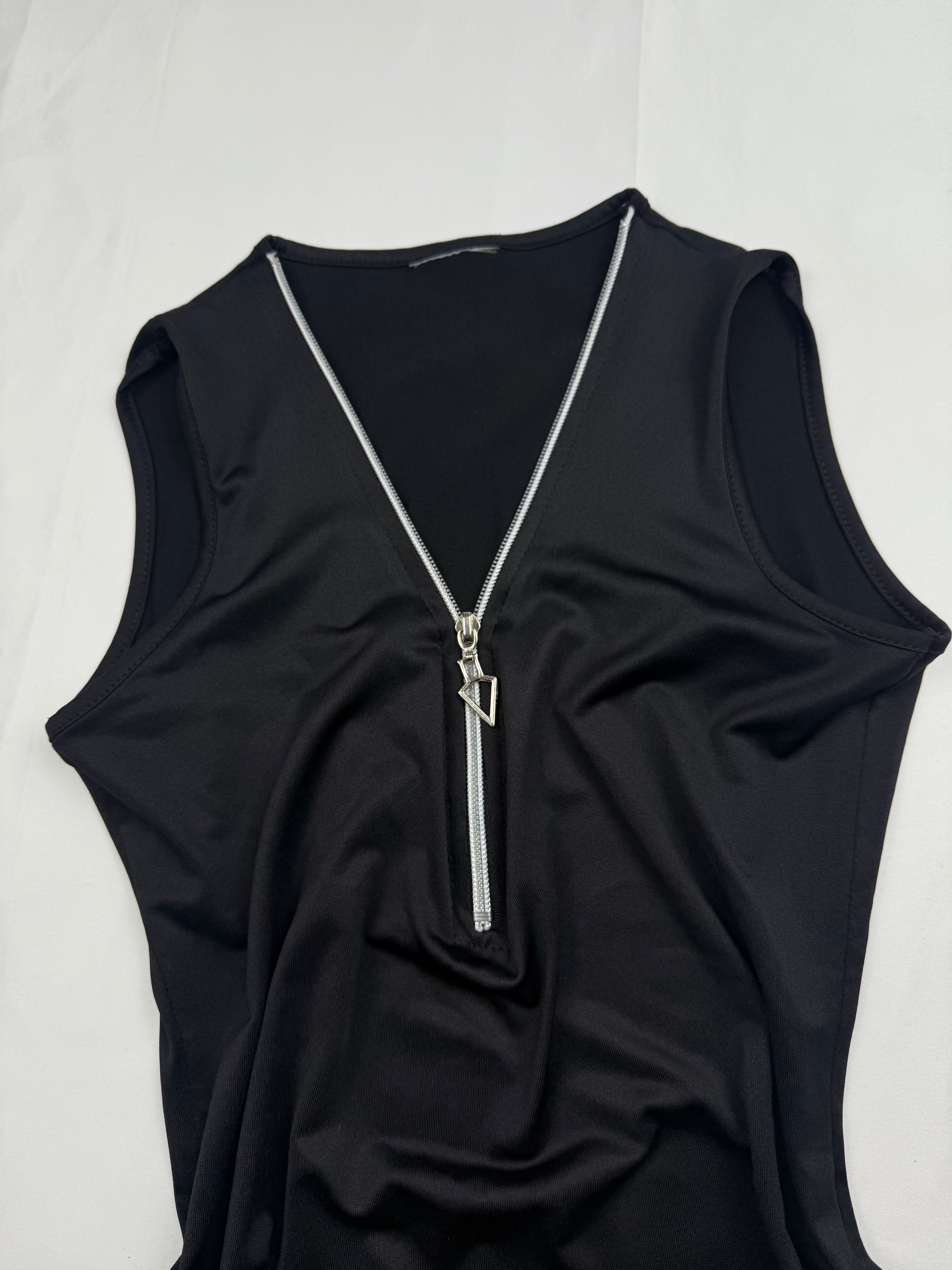 Black zip up tank top (S/M)