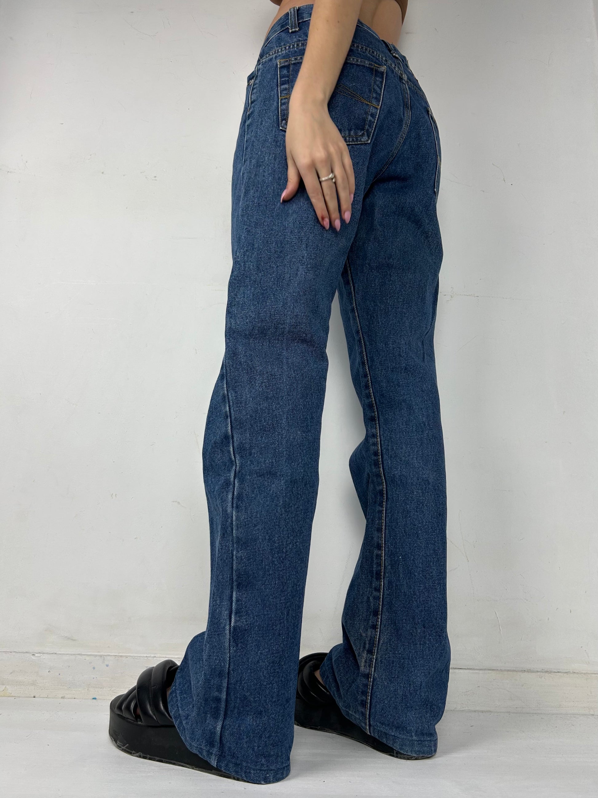 Blue denim low waist baggy pants (M)