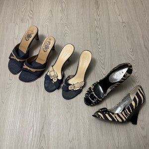 Navy denim mules heels (38)