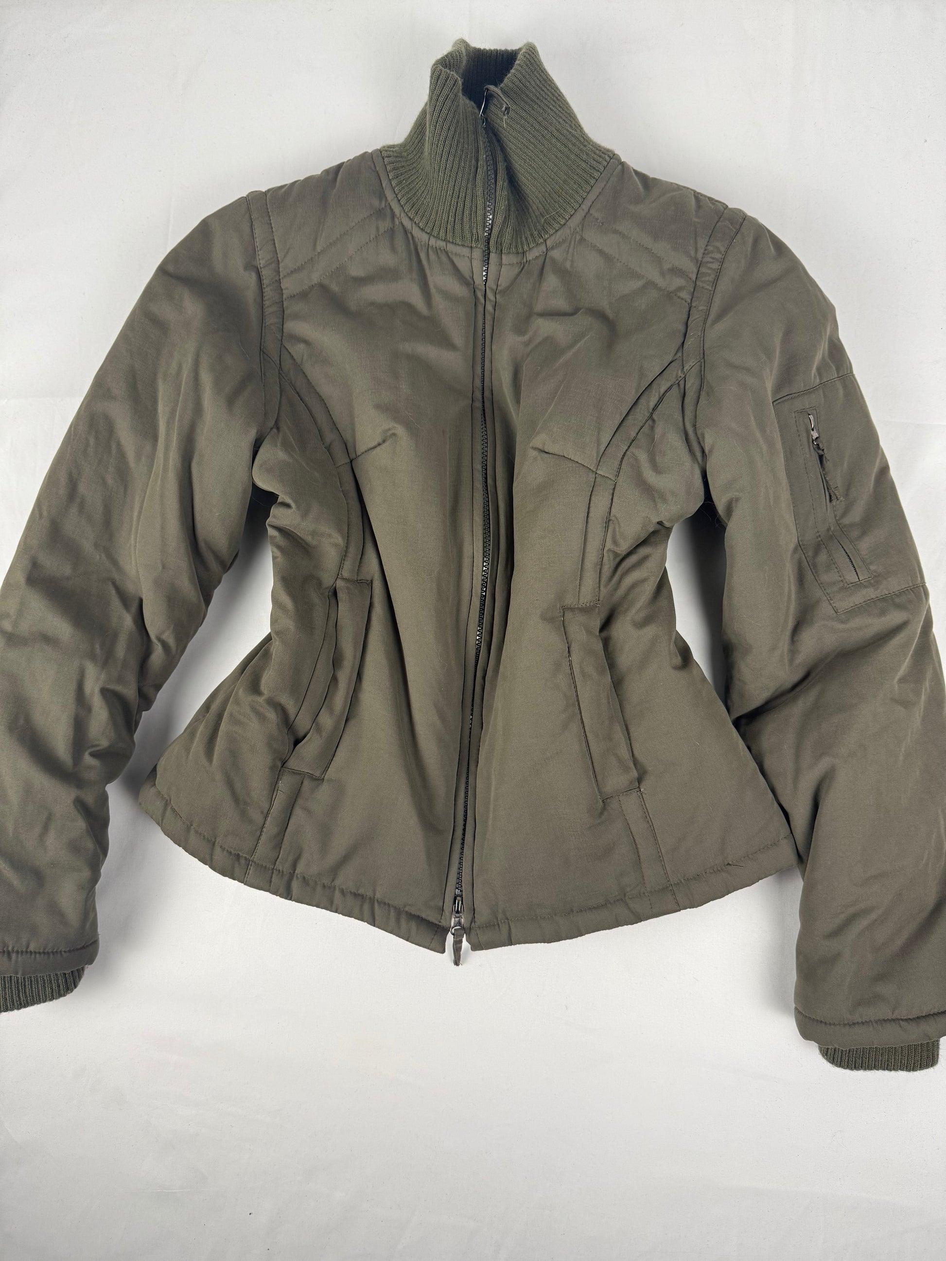 Khaki zip up puffer jacket (M/L)