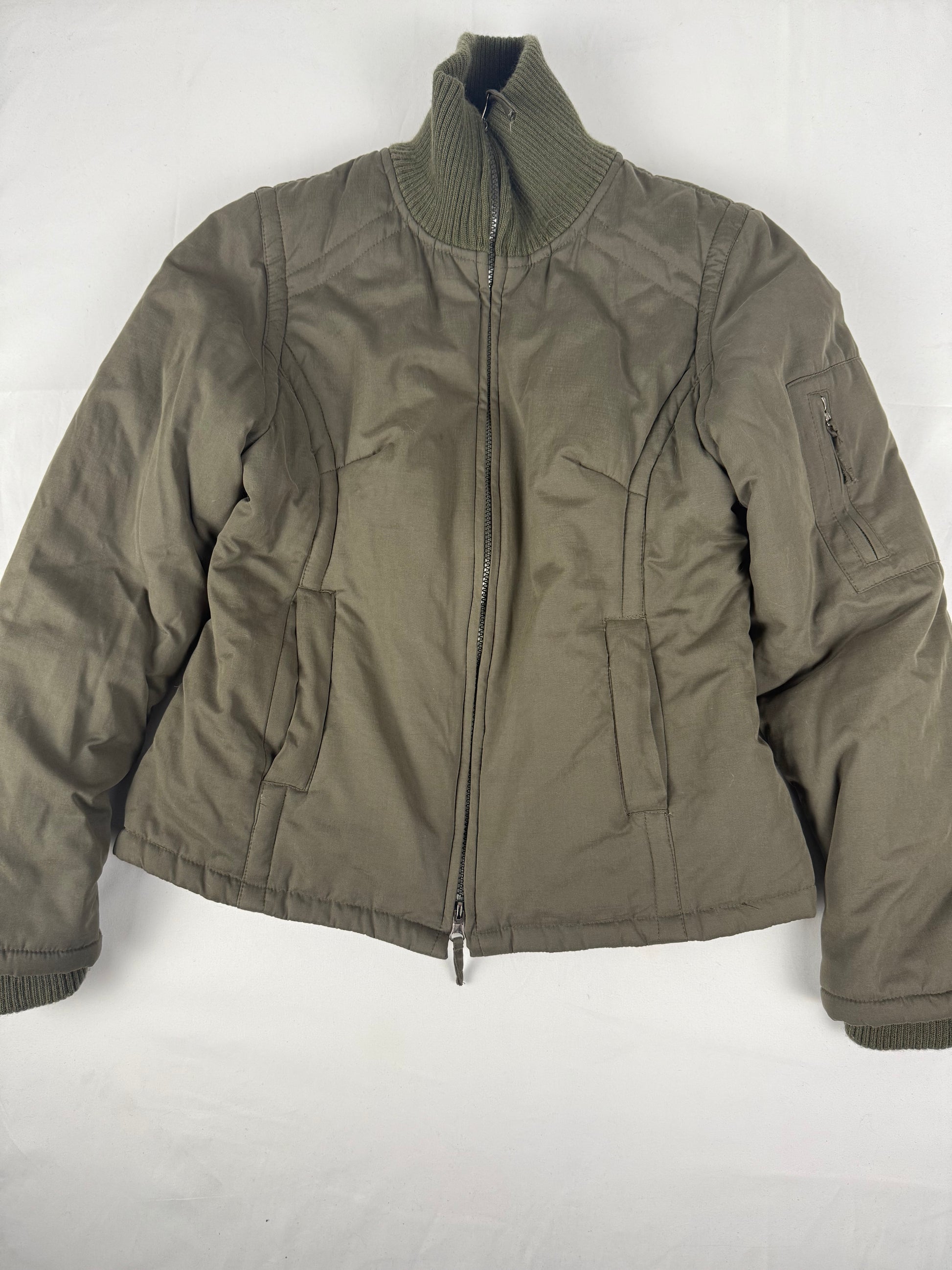 Khaki zip up puffer jacket (M/L)