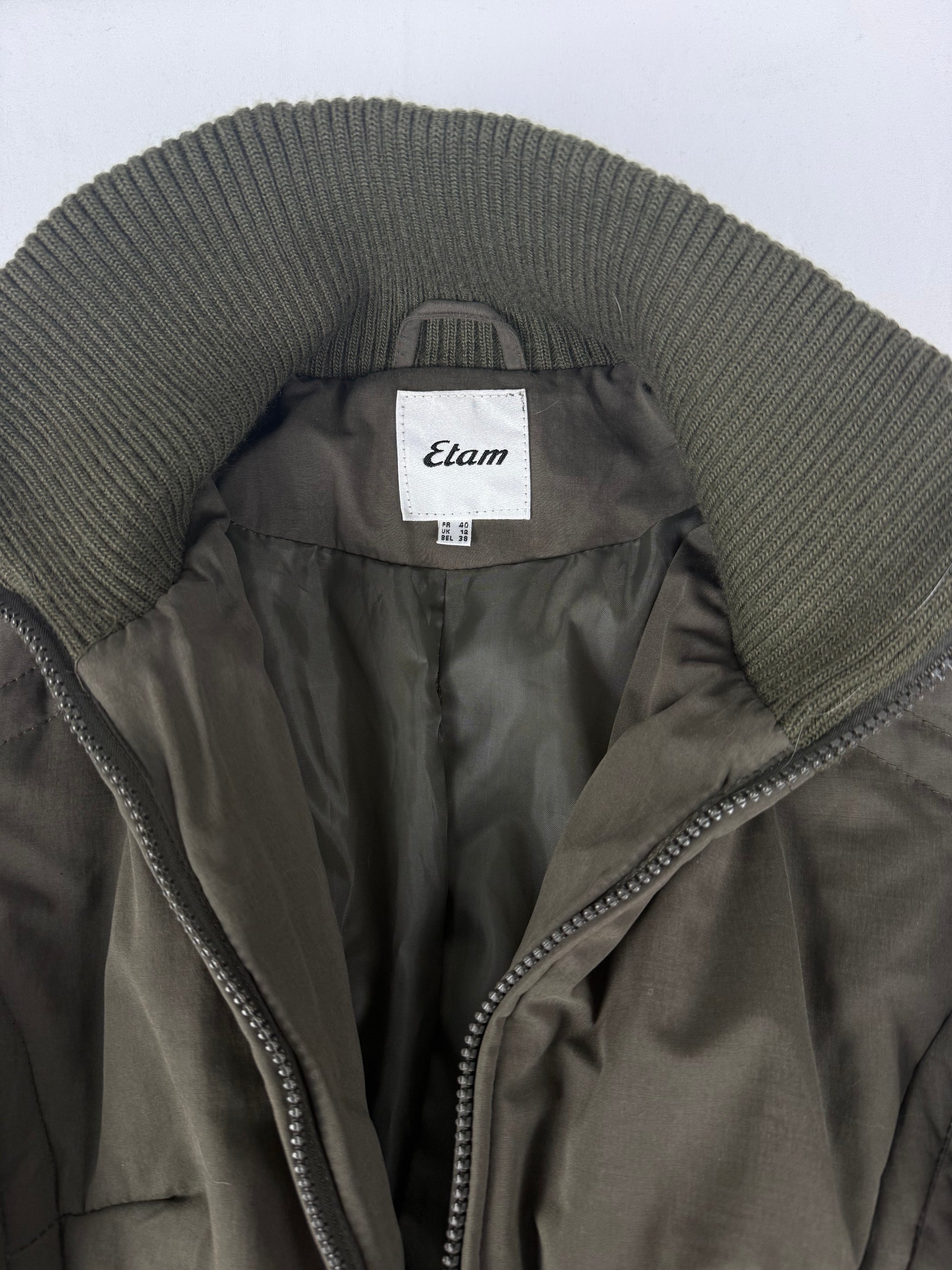 Khaki zip up puffer jacket (M/L)