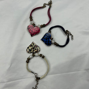 Heart pendant cord bracelet