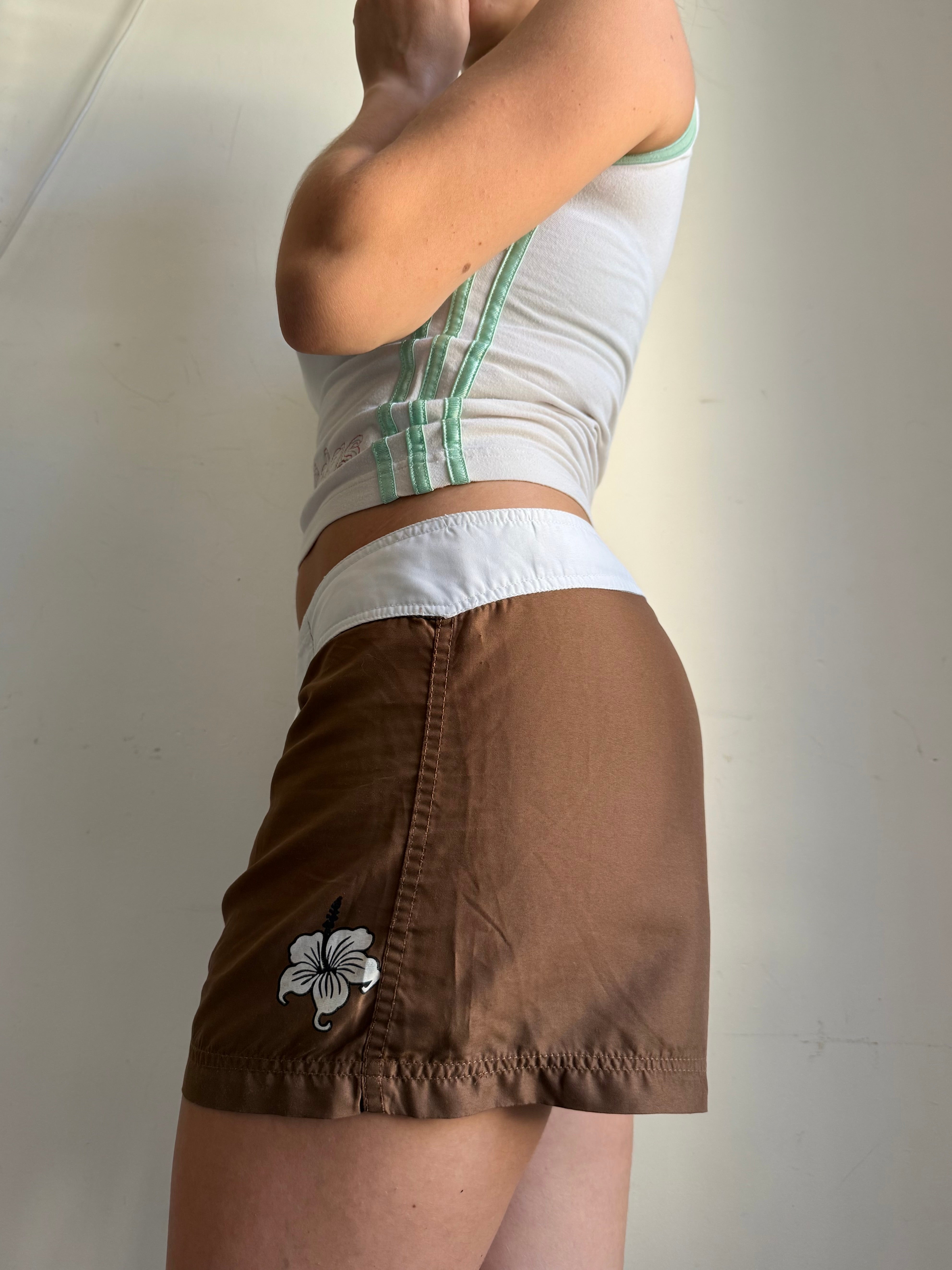 Brown beachwear low rise mini short (XL)